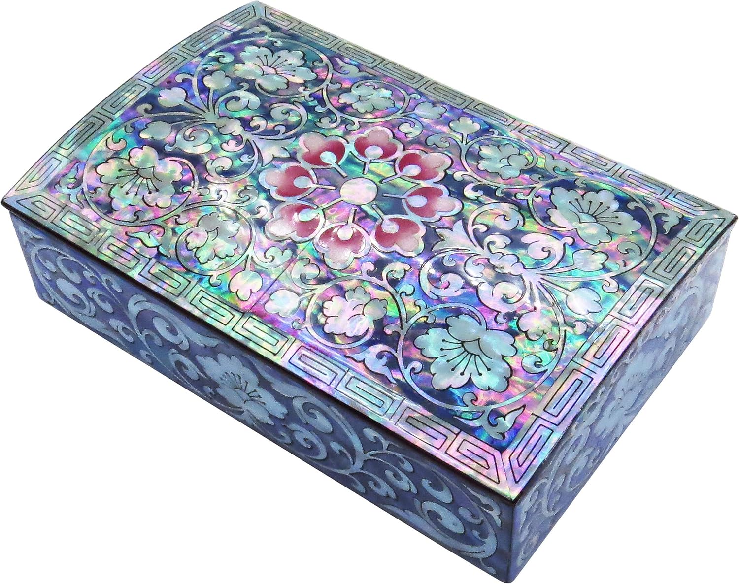 MADDesign Mother of Pearl Decorative Trinket Jewelry Box Keepsake Heirloom Pink Floral Design