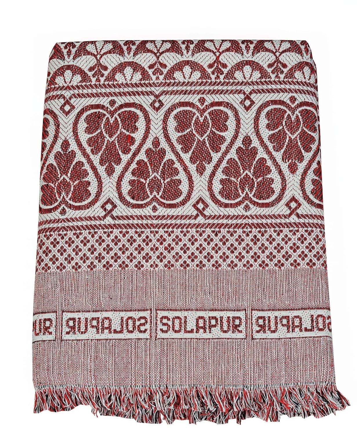 V. Idap Solapur Chaddar Cotton Blanket, 5 X 7.5Ft, Red, Durable