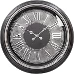 Kiera Grace Horloge murale, 16 Inch, Brushed Dark Brown Horloges murales Batterie exploitée, Silent Vintage Roman Numeral Farmhouse Décor pour salon, cuisine, salle de bains