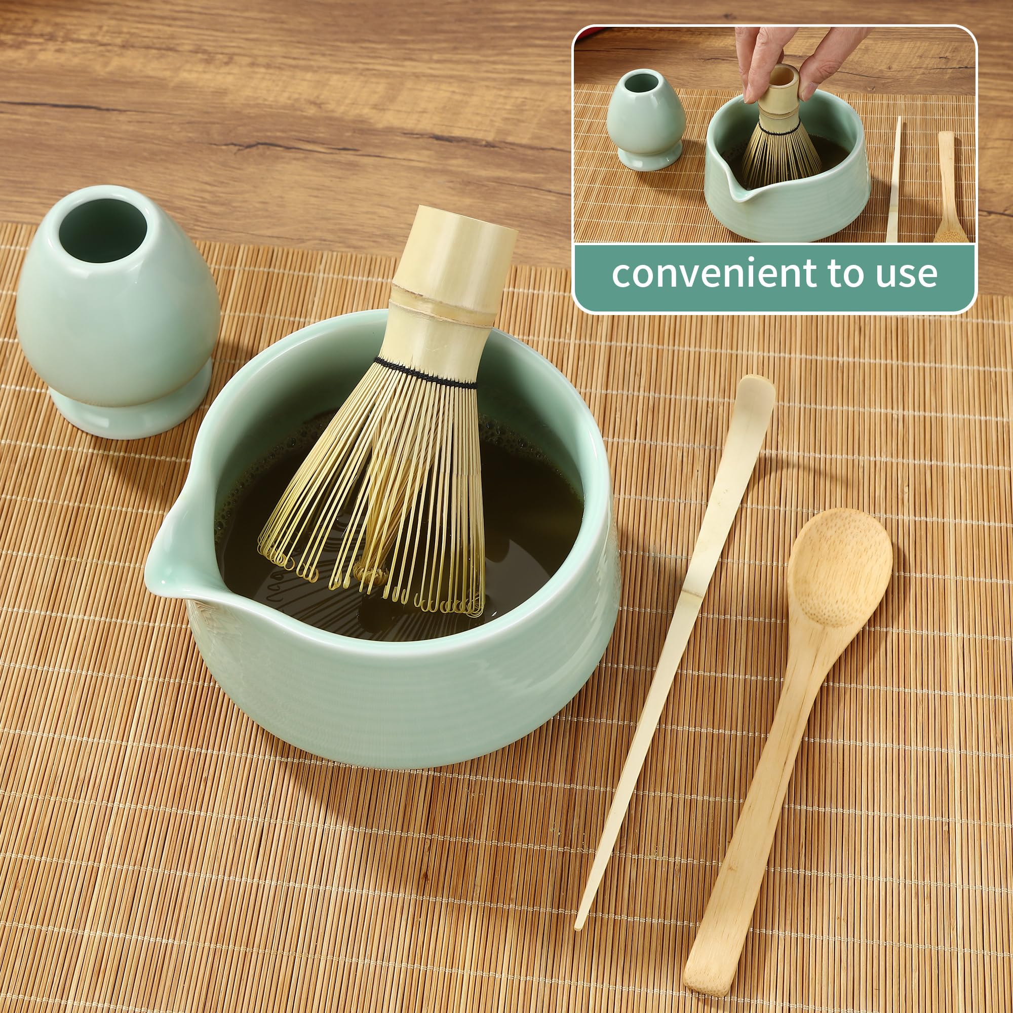 Matcha Kit 5 piezas Te Matcha Kit para los amantes del matcha, el hogar, la oficina y los salones de té,Cian