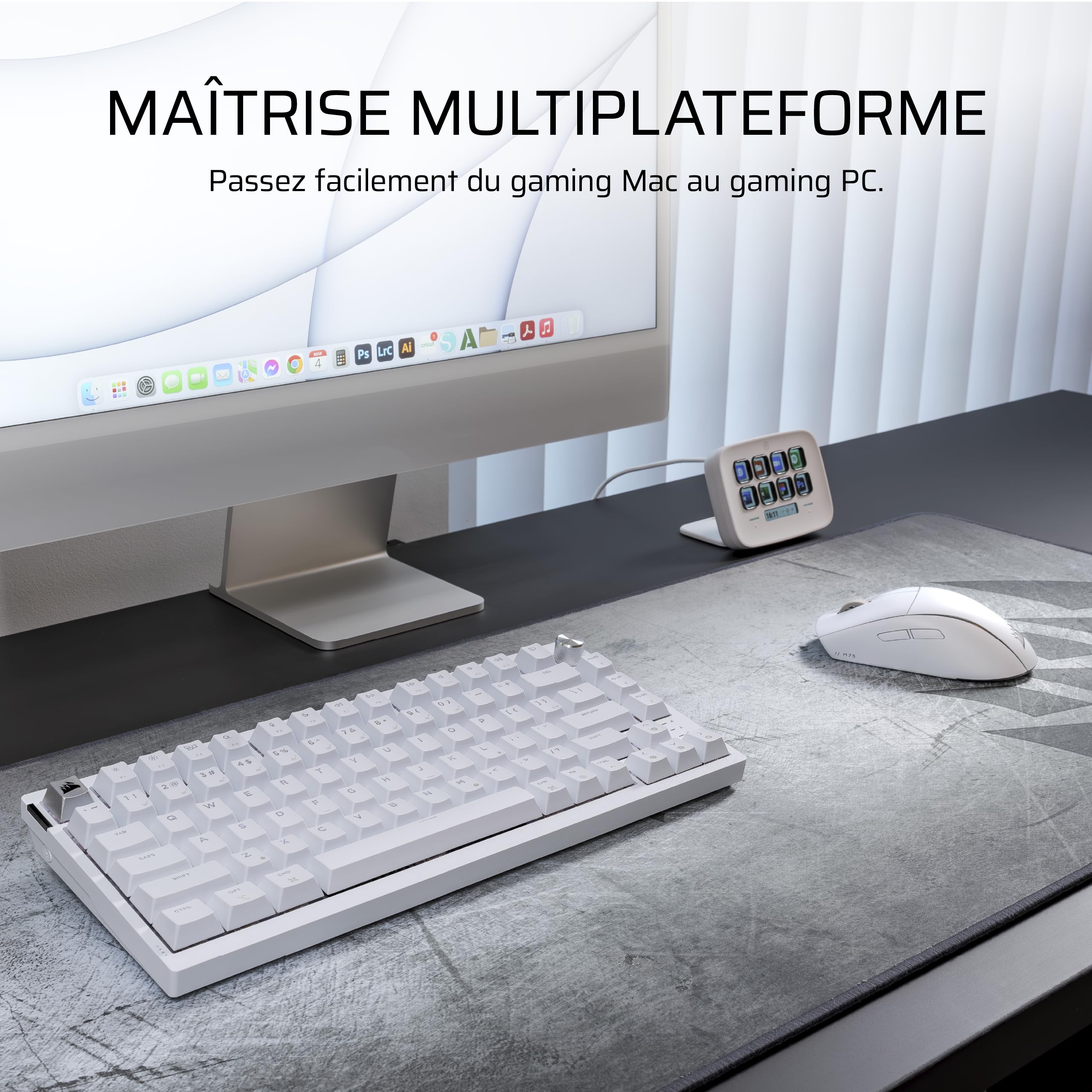 Corsair M75 Wireless RGB Poids Léger FPS Souris Gaming – Blanc Givré