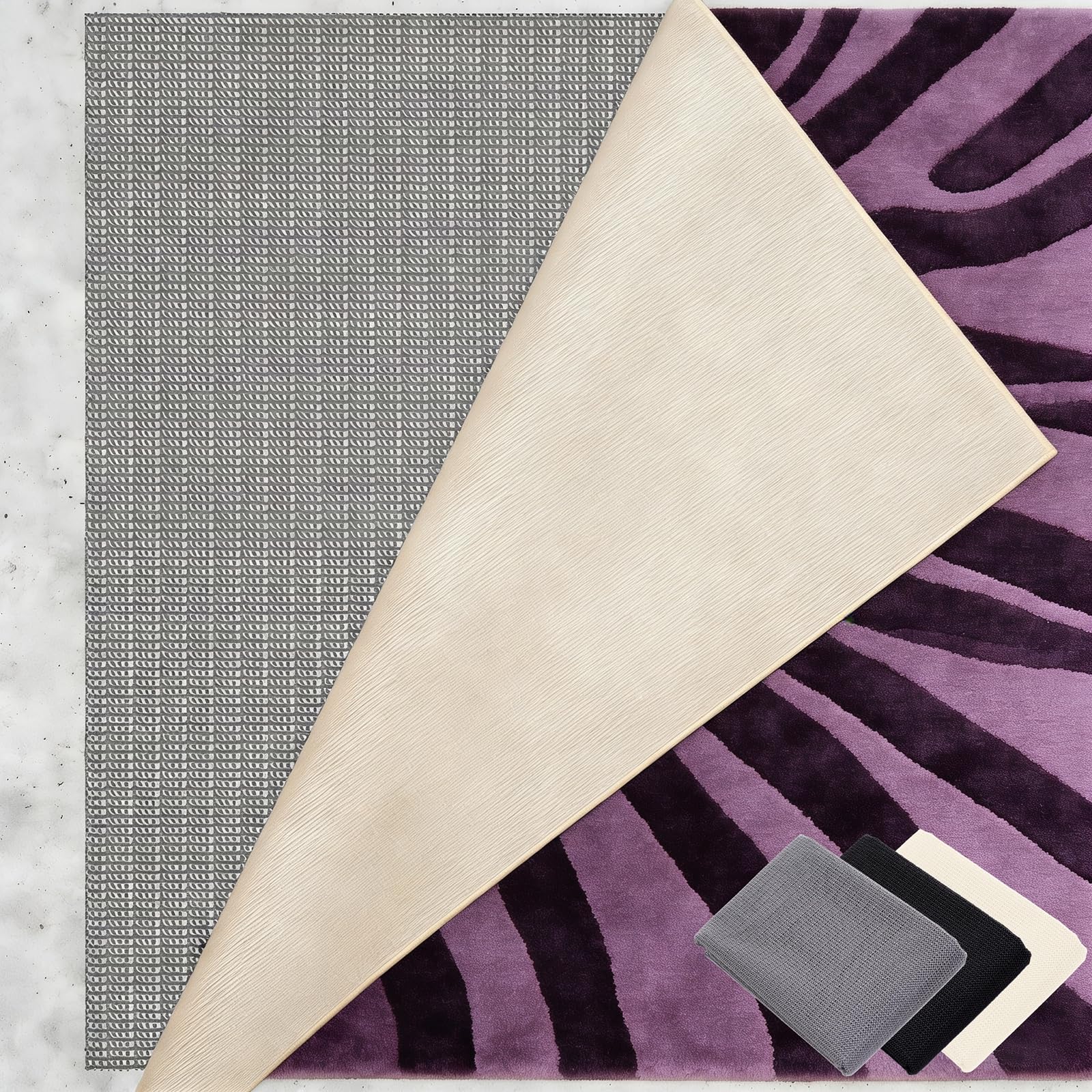 Base Antideslizante Alfombra 175 x 280 cm Multiusos de PVC, Lavable, Cortable, Reutilizable y sin Olores, Red Antideslizante para Alfombras Adecuado para Parqué O Baldosas, Gris marrón