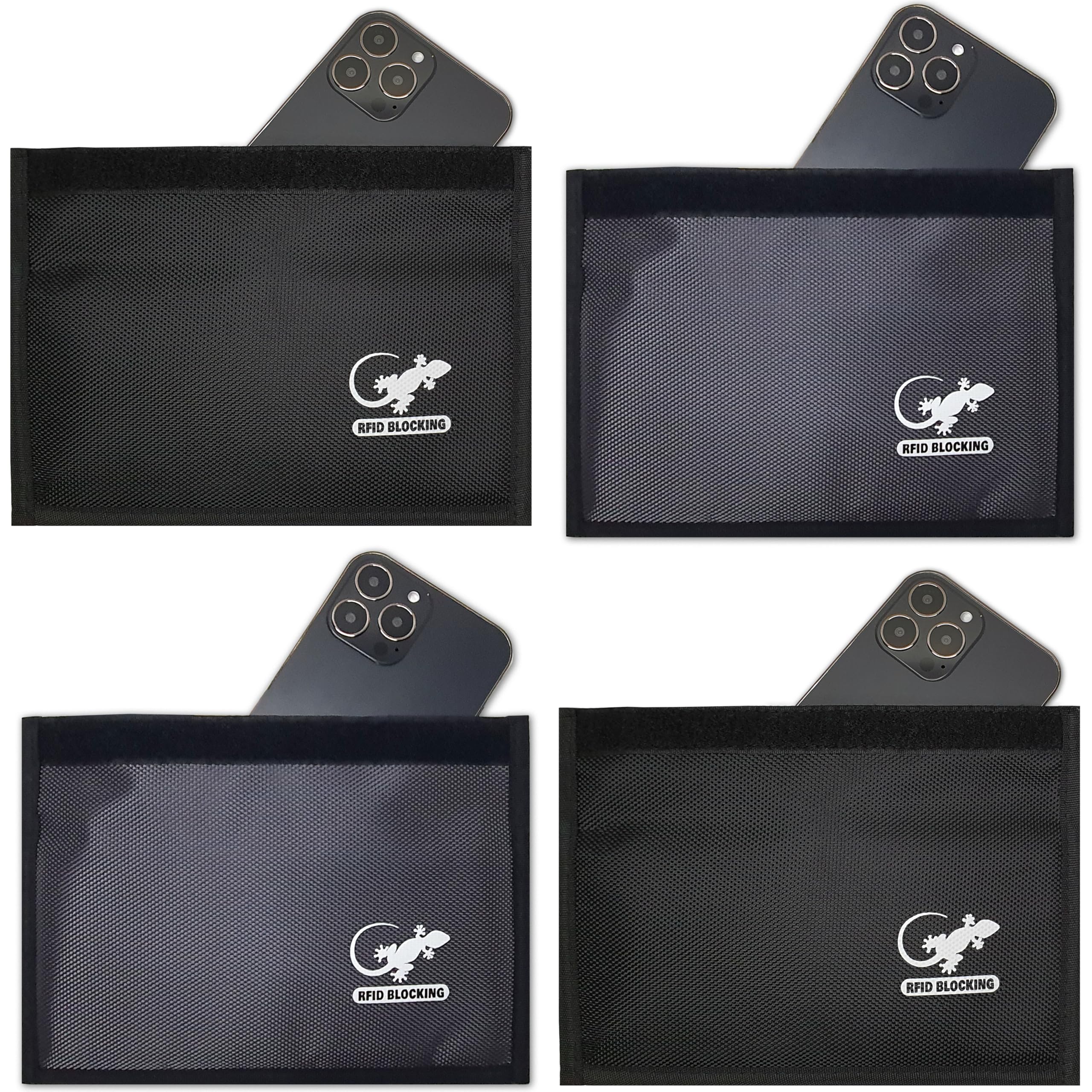 Faraday Bag Anti-Tracking GPS RFID Car Key Signal Blocker Wallet Shielding Pouch Protective Case for Cell Phone Car Key FOB, Data Privacy, Electronic Device Security (4 PACK - BLACK AND GRAY)