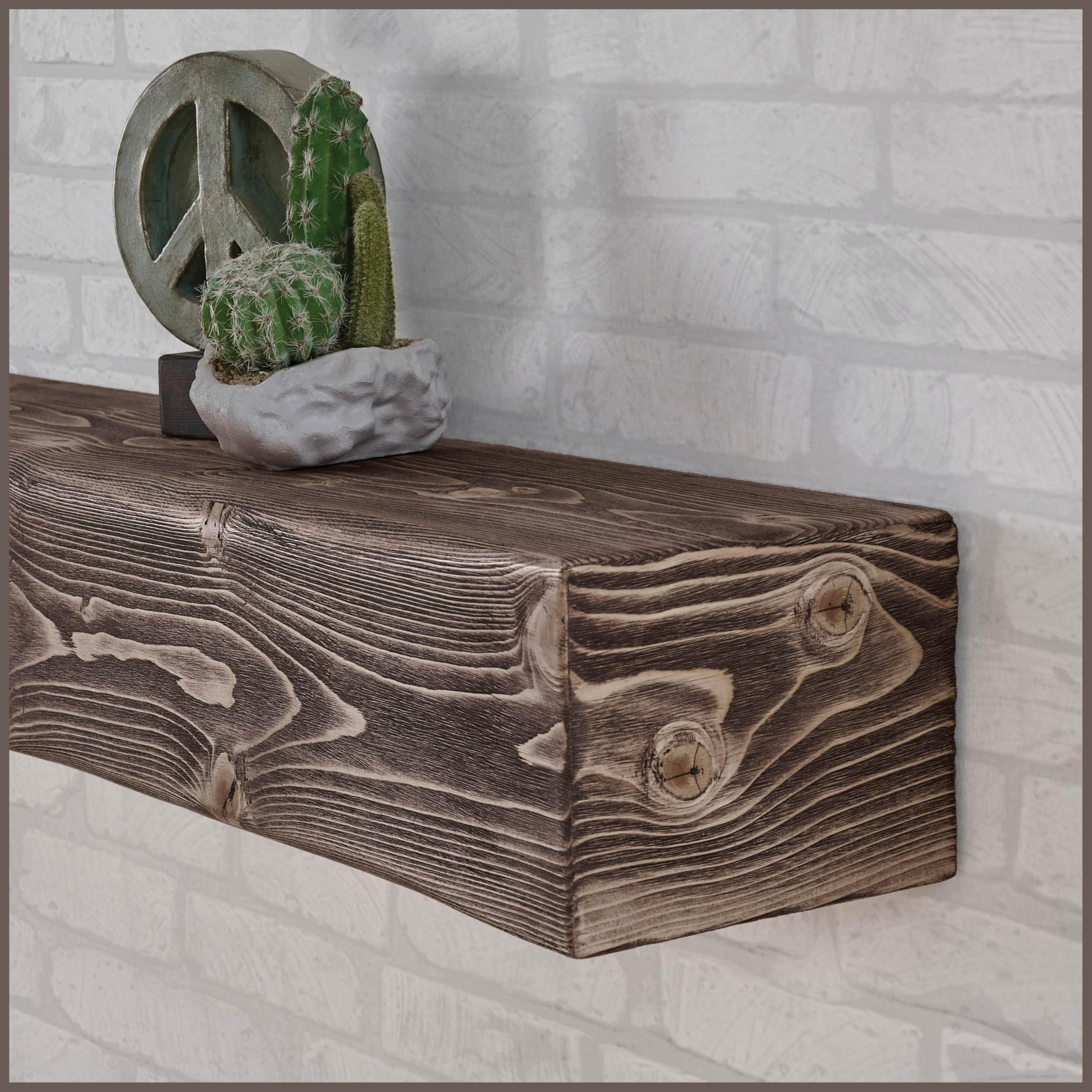 Adorwood Handmade Fireplace Mantel Shelf 72", Extra Wide Rustic Wood Mantles for Over Fireplace, Wall Mounted Floating Mantel Shelves for Living Room