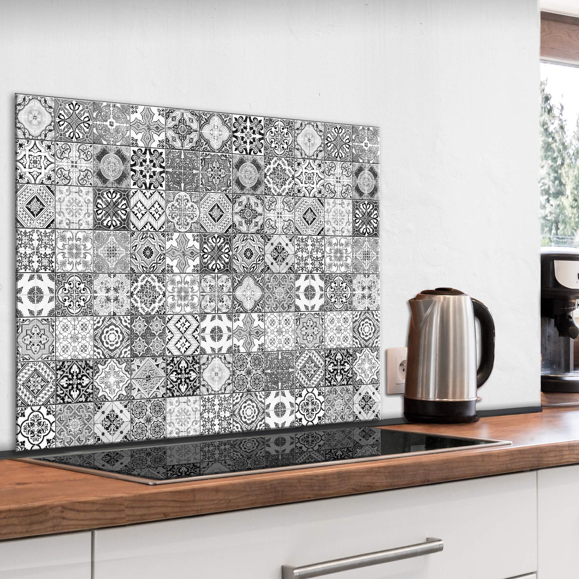 murando Glass Splashback for Kitchen Backsplash Cooker Protector Tempered Glass Decorative Wall Art Panel Heat Resistant Graphic 80x60 cm / 32"x24" Tlies Mosaic f-B-0288-aq-e