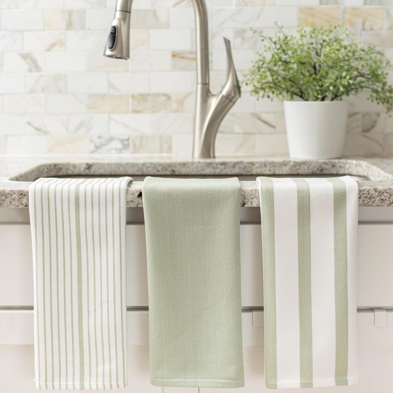Benson Mills Mali Set of 3 Kitchen Towels (18” x 28”, Desert Sage)