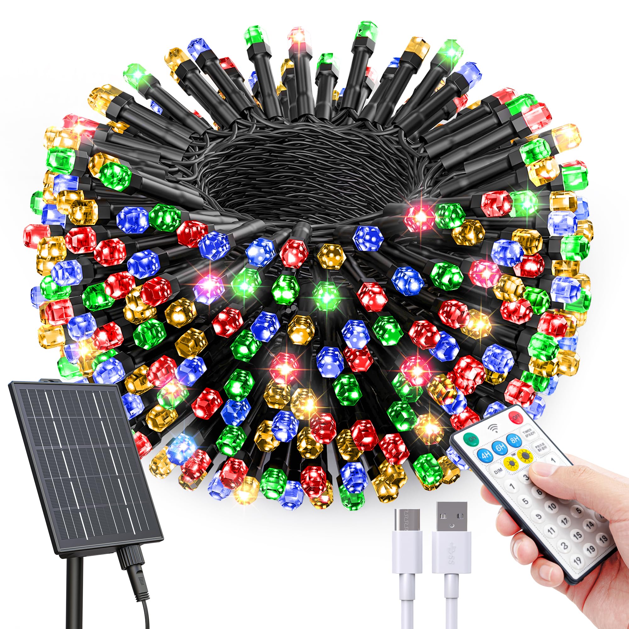 SOLARBABY Solar String Lights Outdoor, 42m 400 LED Solar Christmas Fairy Lights, 19 Modes Waterproof Outdoor Christmas Lights for Yard Patio Garden Wedding Decoration, Colorful