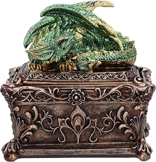 Nemesis Now Guardian of the Hoard Dragon on Box 13cm, Resin, Bronze, Cast in the Finest Resin, Expertly Hand-Painted