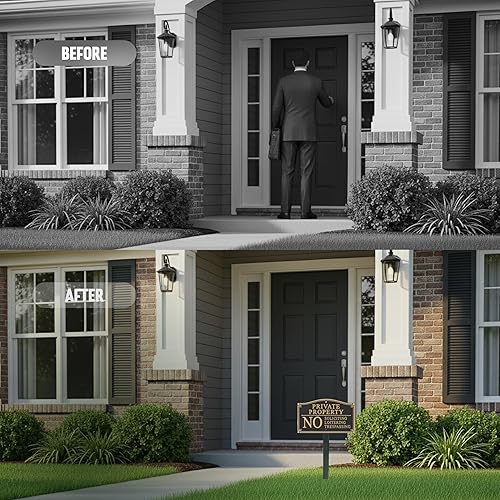Miniatura 7 de SmartSign Letrero de propiedad privada para patio, placa de jardín sin solicitar vagabundo  Placa de aluminio de 5.75 x 9.5 pulgadas con estaca