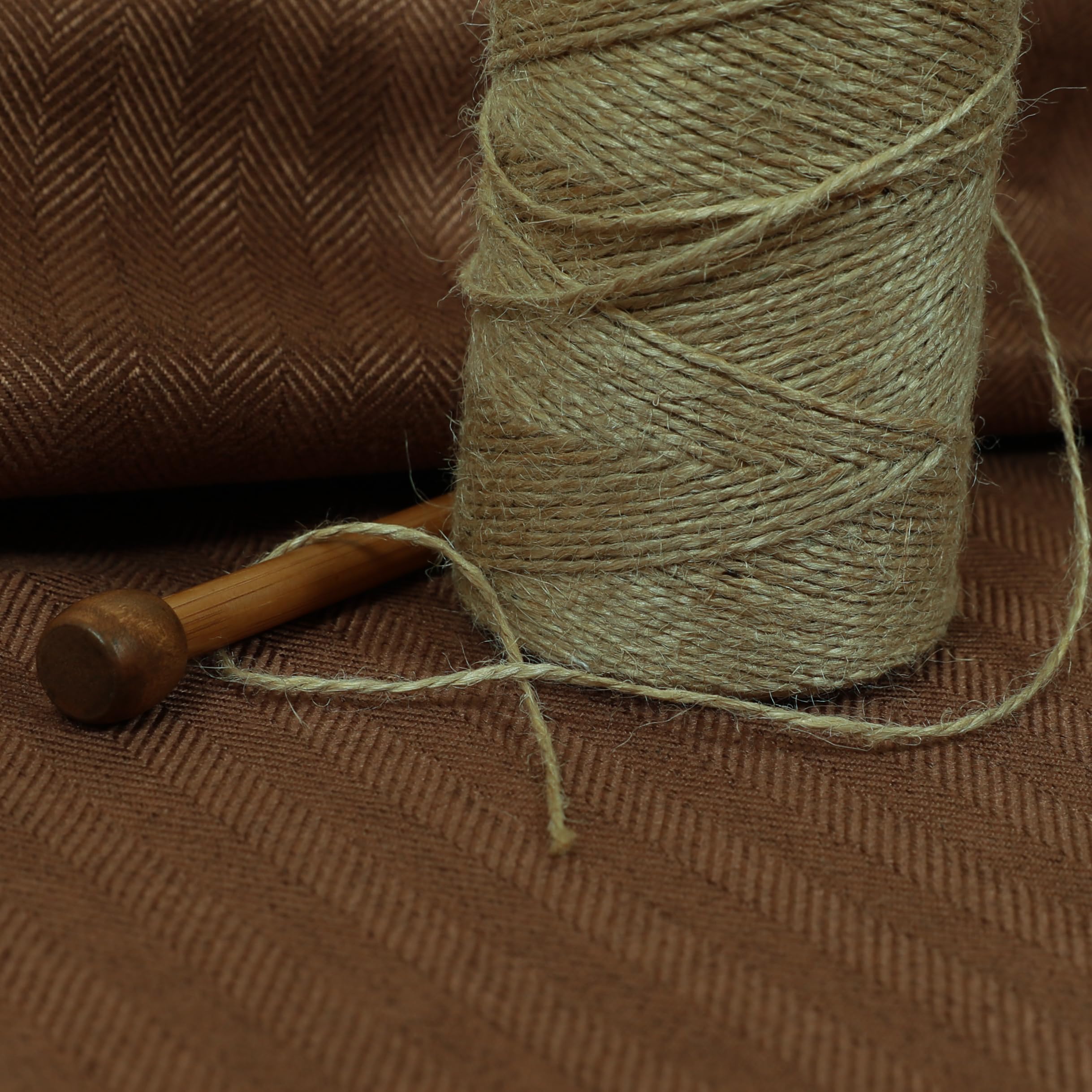 Redbrick Mill Fabrics Flame Retardant Soft Herringbone Brown Chenille Textured Hardwearing Upholstery Curtain Fabric (Per Metre) — image 1