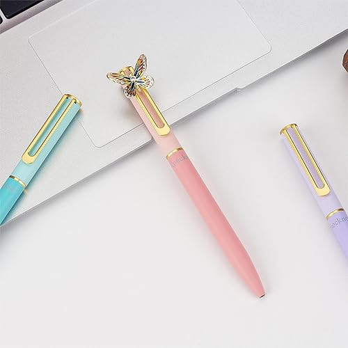 Miniatura 5 de Pluma de Gel de Tinta de Mariposa de Metal Púrpura, Bolígrafo Único y Divertido con Imán, Adorno Bonito para Escritura, Dibujo, Uso en Oficina