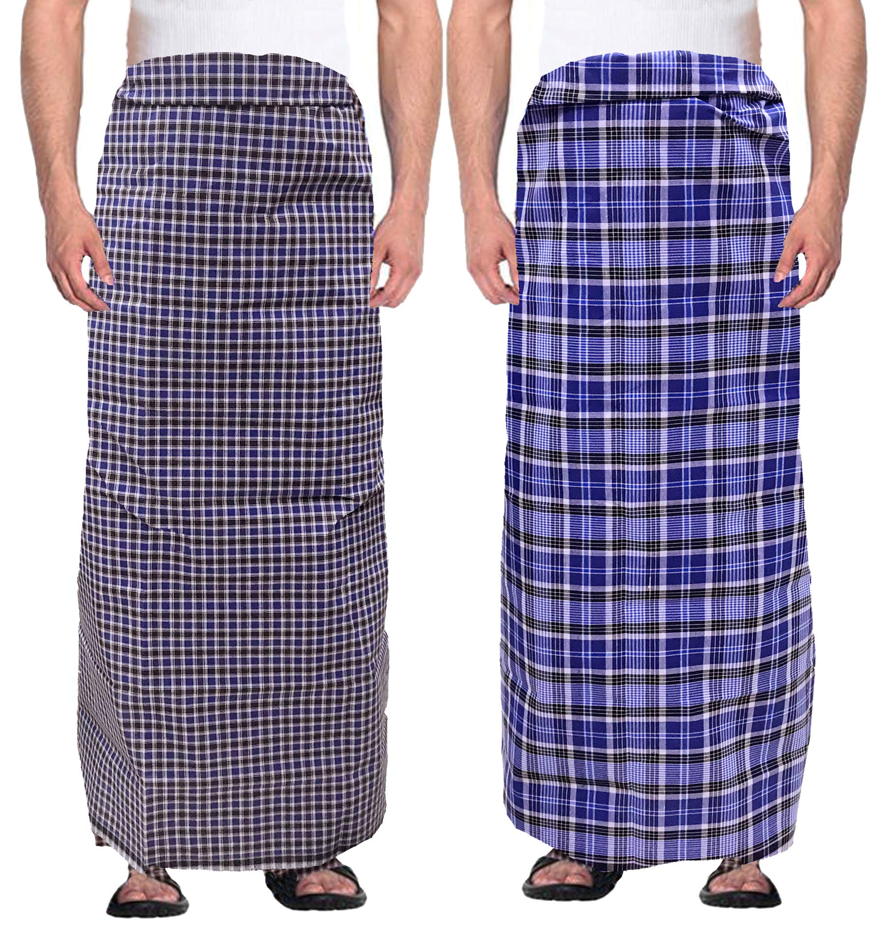 Men's 100% Cotton Multicolored Unstiched Lungi (2 Mtrs) - Pack of 2-image-35