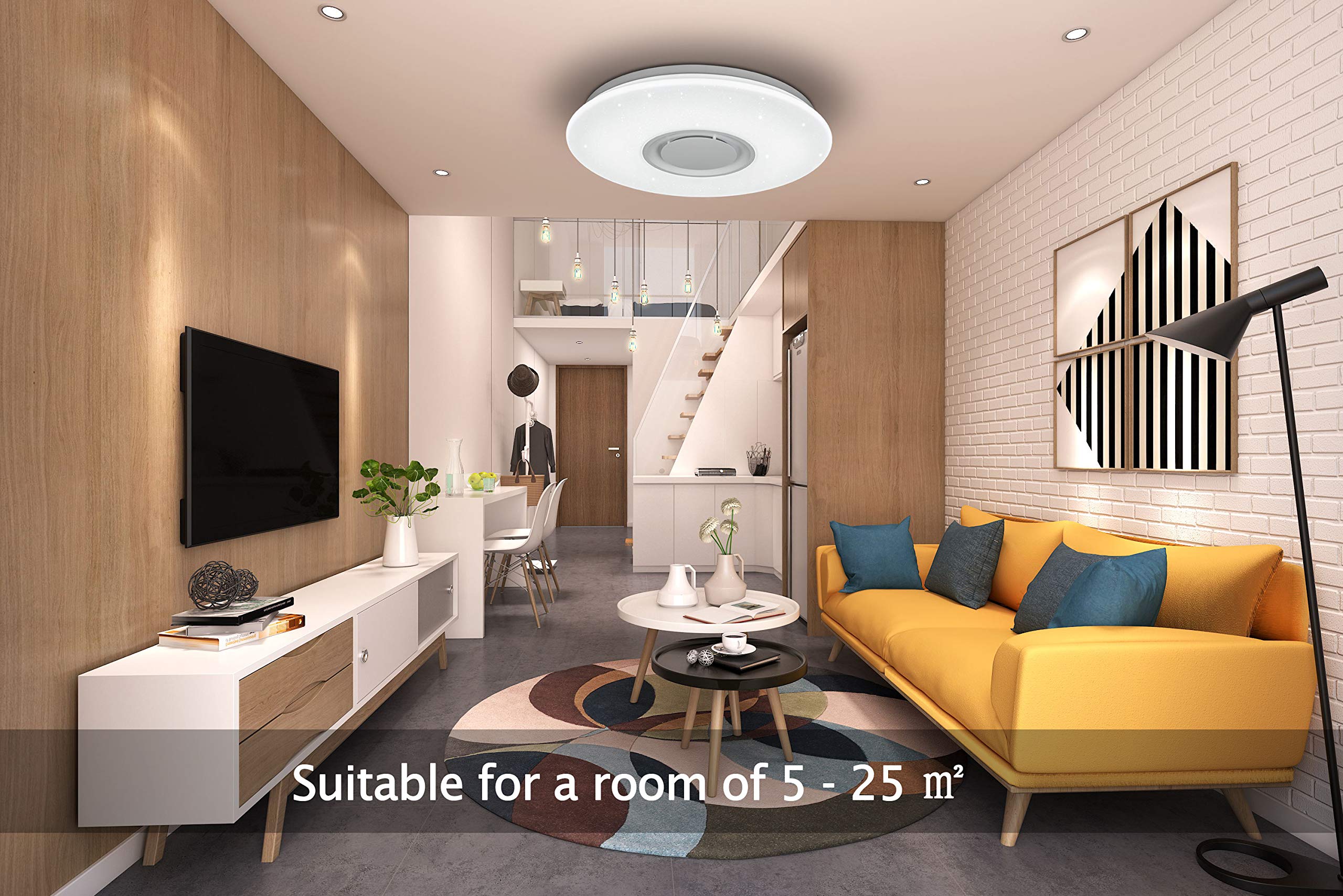 36W Ø50cm LED Plafonnier avec Bluetooth et Télécommande | APP Contrôle, Musique, 3000K-6500K Éclairage, RGB, Dimmable, pour Chambre, Chambre d'Enfants, Salon (Certification CE)