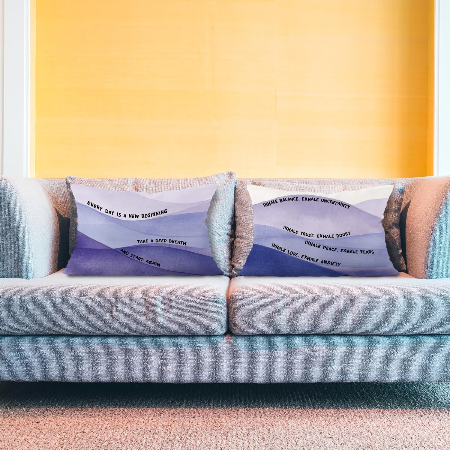Inspirational Mental Health Pillow Covers 12x20, Stress Relief Gifts, Anti Anxiety Gifts, Purple Boho Psychology Decorative Lumbar Pillow Covers for Therapy Office Calming Corner, Set of 2 - Image 3