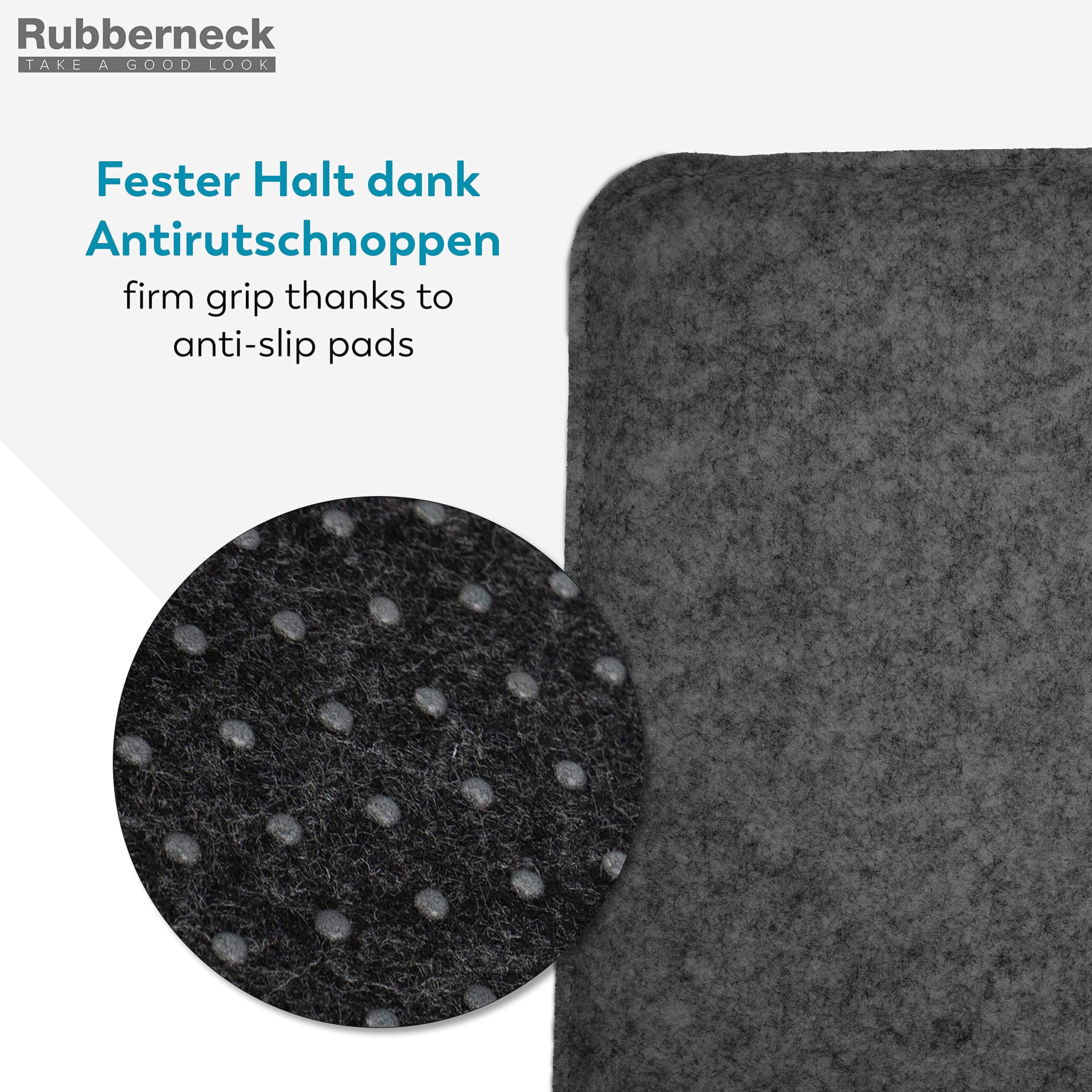 Rubberneck Lot de 4 Coussins de Siège en Feutre, Carrés, avec Picots Antidérapants, Extra Épais, Gris Foncé