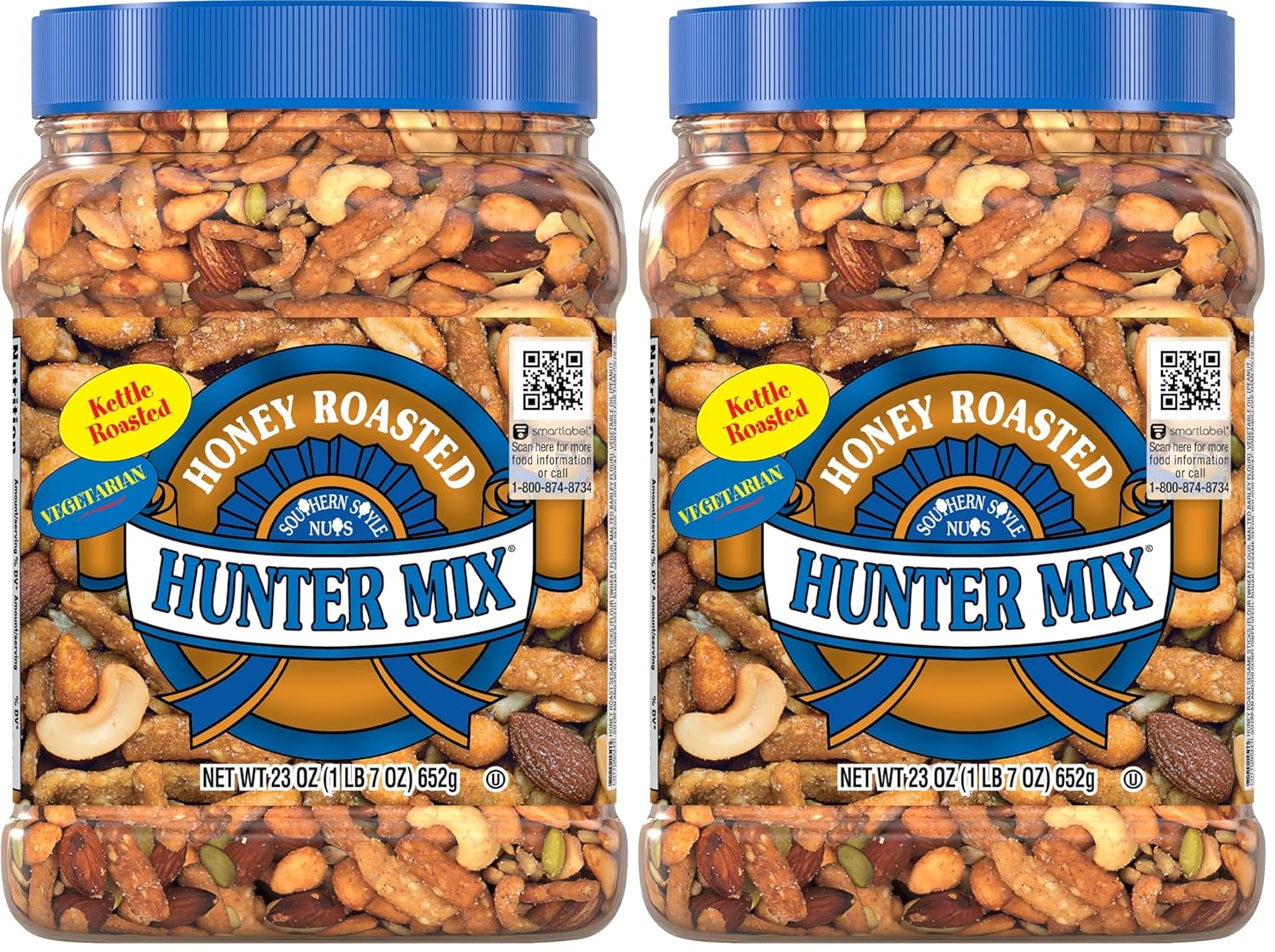 Southern Style Nuts Honey Roasted Hunter Bulk Trail Mix,23 oz,Honey Roasted Sesame Sticks & Peanuts,Sunflower Kernels,Almonds,Cashews & Pepitas,Mixed Nuts,Snacks for Adults-& Kids,(Pack of 2)