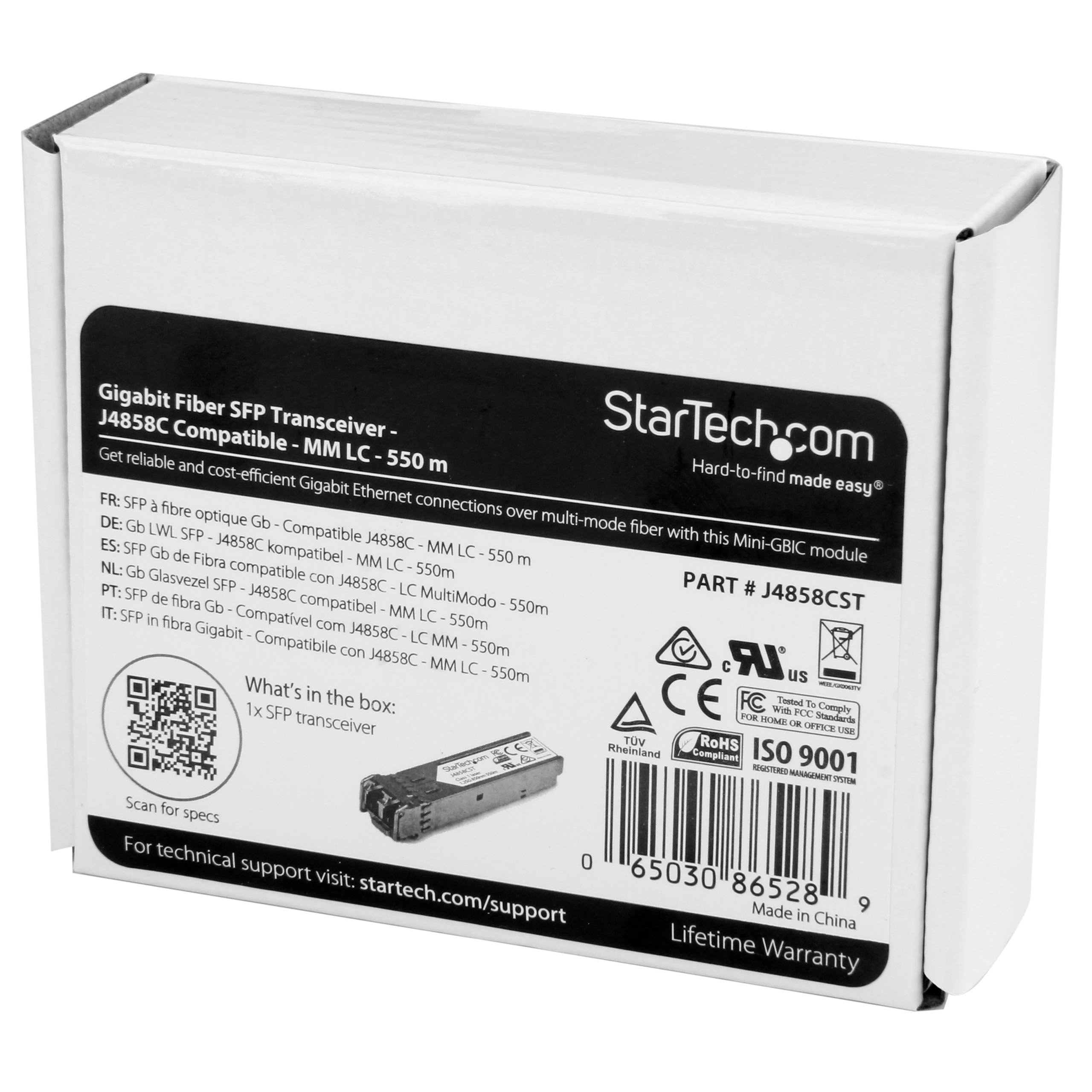 StarTech.com Módulo Transceptor SFP Compatible con HPE J4858C - 1000BASE-SX - Fibra Multimodo MMF de 1GbE - SFP Ethernet Gigabit de 1Gb - LC - 550m - 850nm - HPE 1400, 1700, 1820 DDM (J4858CST)