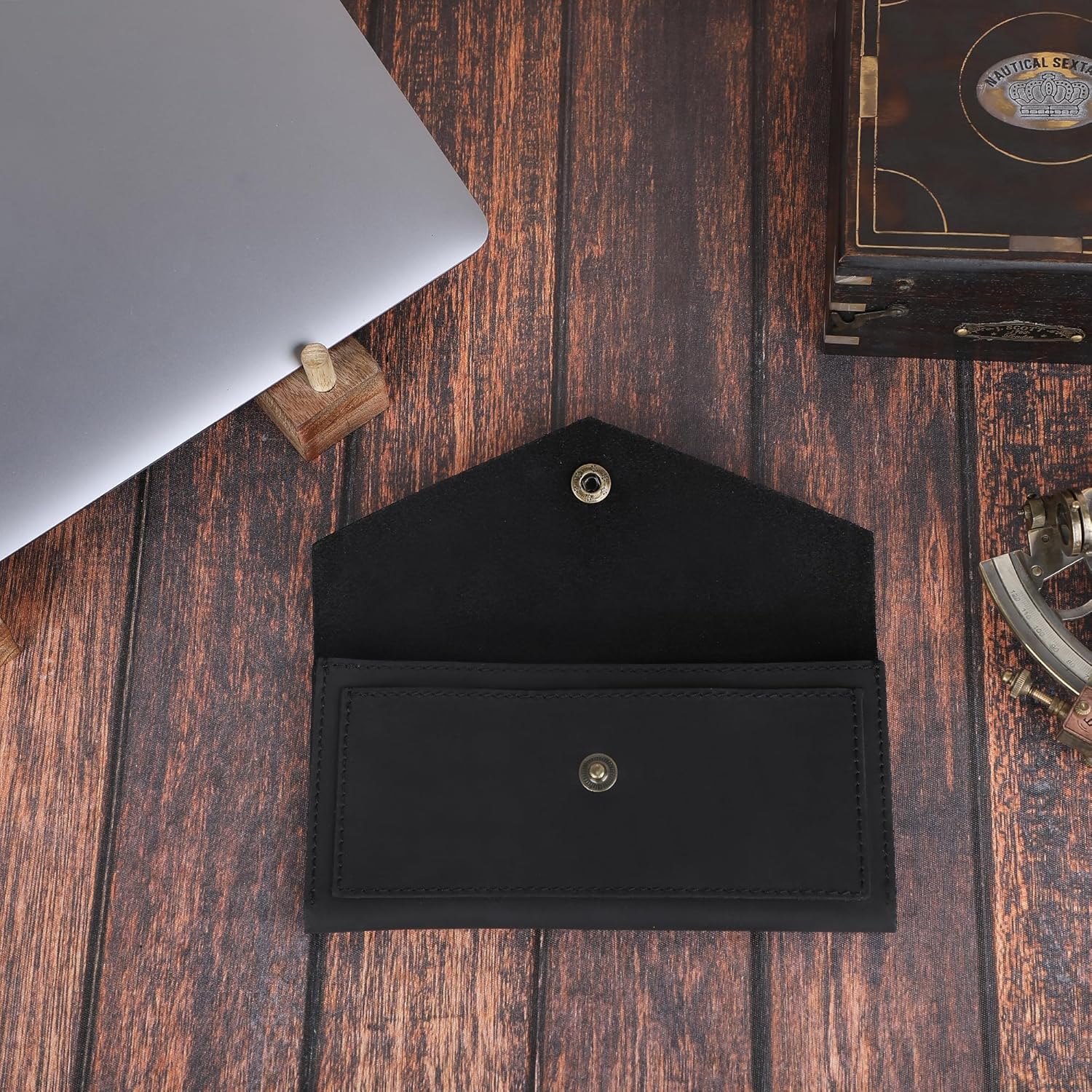 Black Genuine Leather Wallets for Women - Stylish Money Bag Leather Cash Envelope Wallet & Mobile Holder - Travel Money Pouch for Cash Small Money Bag for Cash Budgeting Currency Holder - Image 8