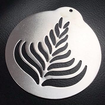 5Pcs Coffee Stencils, Stainless Steel Printing with 1Pcs 5inch Expander,Barista Cappuccino Arts Garland Mould Cake DIY Decorating Tool for Kitchen and Store