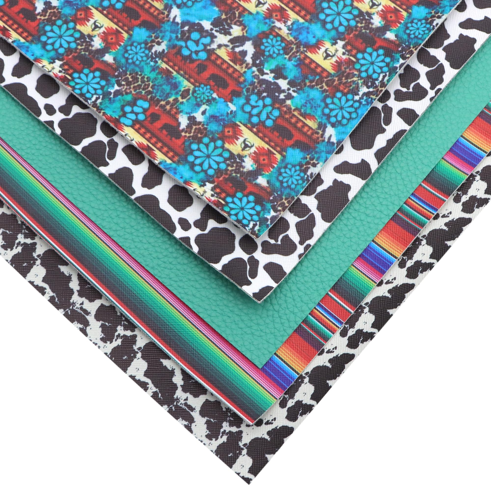 David accessories Hojas de piel sintética con patrón de vaca, tela de piel sintética, parte trasera de lona, 5 piezas de 20 cm x 33 cm para manualidades (A)