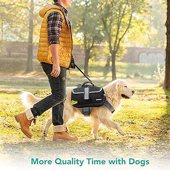 Petami Dog Backpack For Medium Large Dogs, Dog Saddle Bag For Dogs To Wear, Harness Saddlebag With Reflective Safety Side Pocket