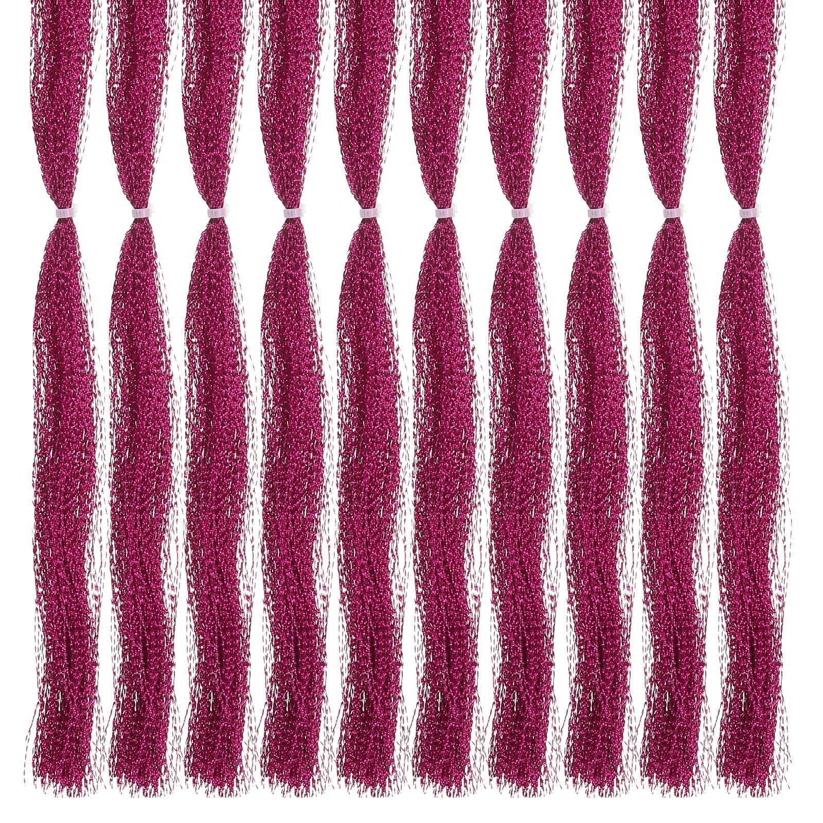 PATIKIL Crystal Flash Fly Fishing Line, 10 Pack Sparkle Fly Tying Material Kit Holographic Dry Flies Thread Supplies for Making Fishing Hook Lure Flies, Rose Red