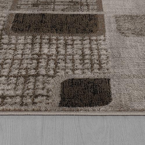Miniatura 4 de Sakarya - Alfombra geométrica moderna abstracta marrón beige para interiores, para sala de estar, dormitorio, comedor y cocina, 5 x 7 pies (5 pies 3