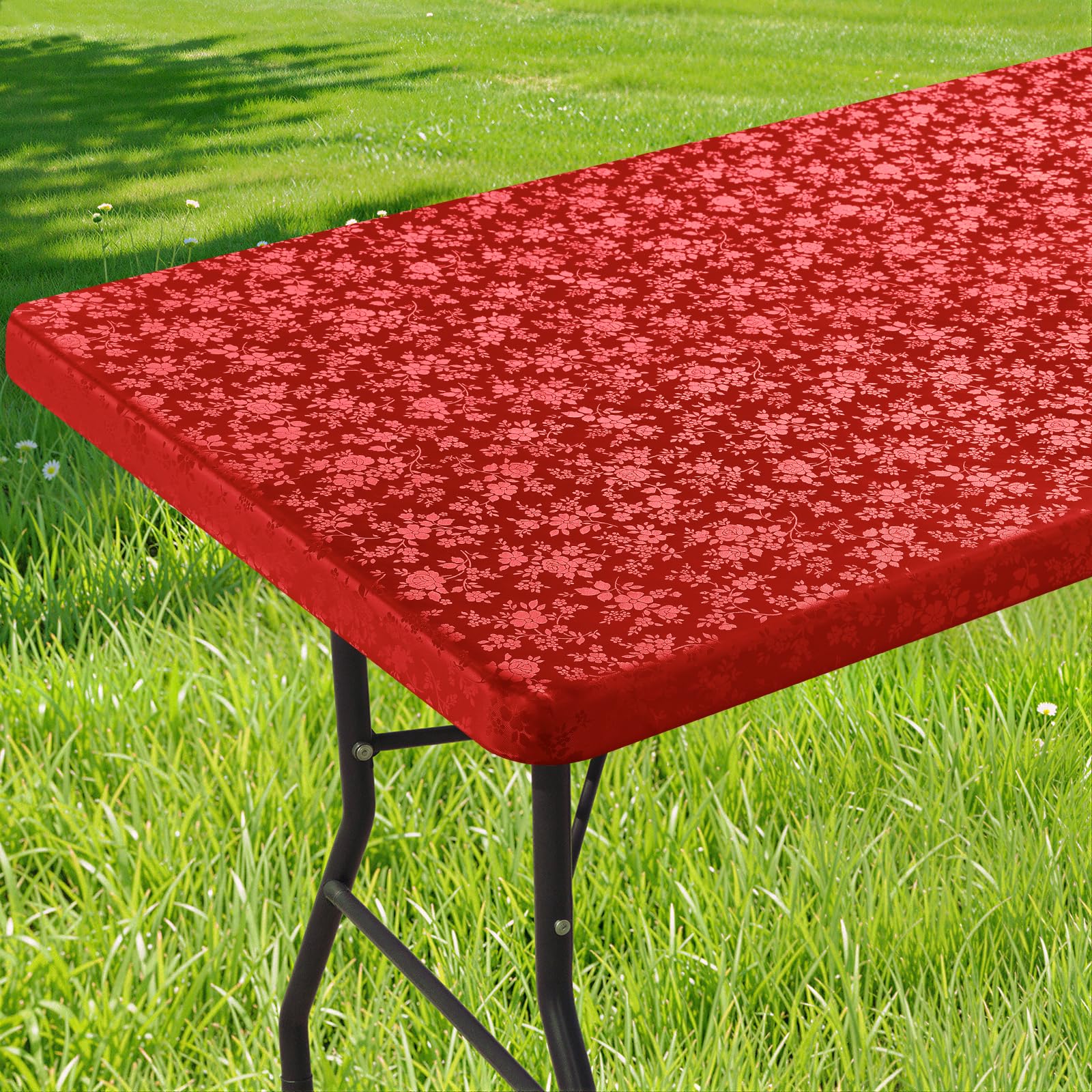 Smiry Heavy Duty Vinyl Fitted Tablecloths for 8 Foot Rectangle Tables