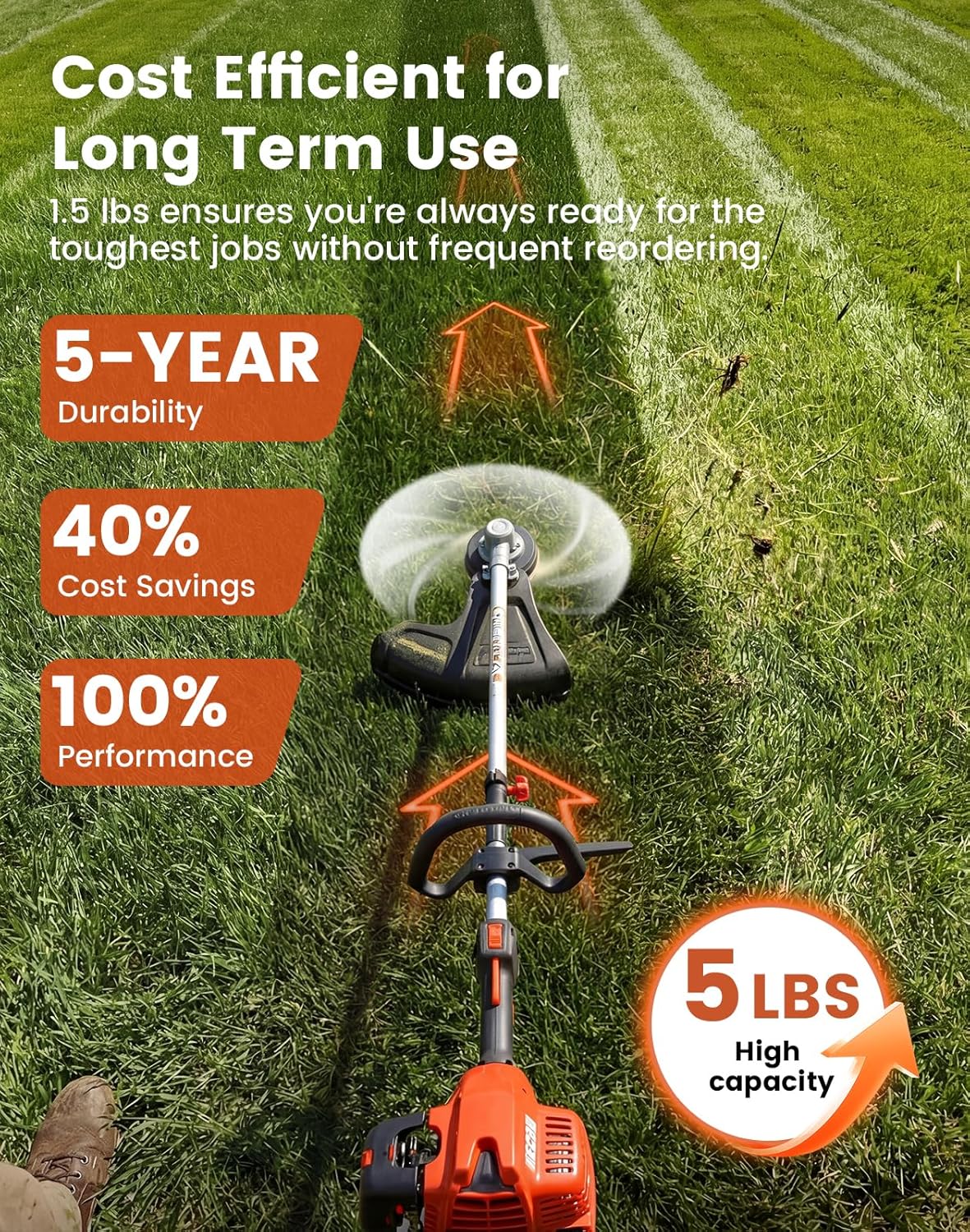 Eventronic .095" Weed Eater String, 1920FT Heavy Duty String Trimmer Line, Twisted Square Weed Wacker String, Universal Commercial Grade Replacement Weedeater Line for Cordless Gas String Trimmer