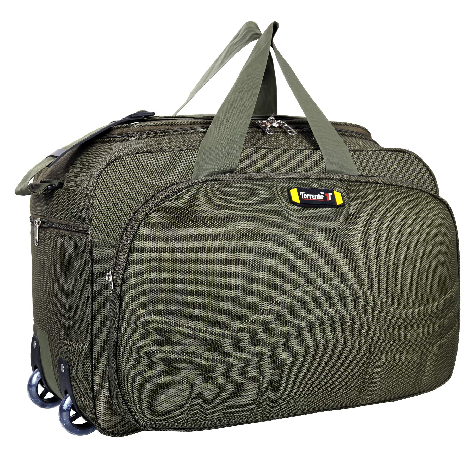 Duffel Fabric Travelling 2 Wheel Bag (Green , 22 Inch)-image-4