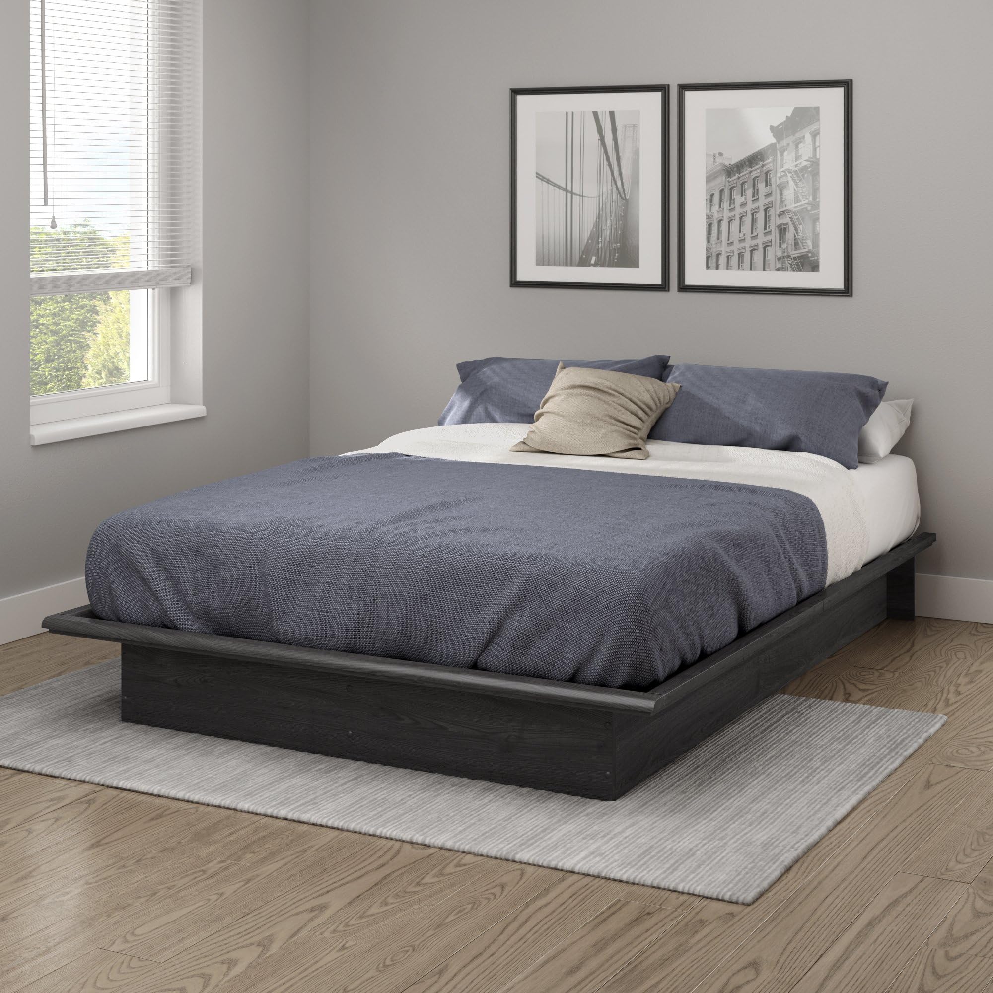 Step One Full Platform Bed (54''), Gray Oak, 54",