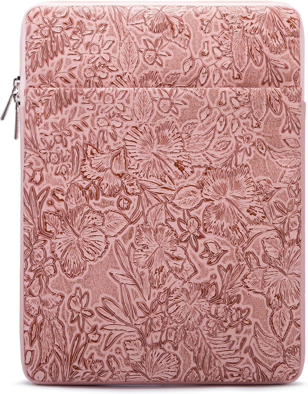 Kinmac 360° Protective Vertical Laptop Sleeve Case Cover Bag (Apricot Flower PU, 13.5 inch-14 inch)