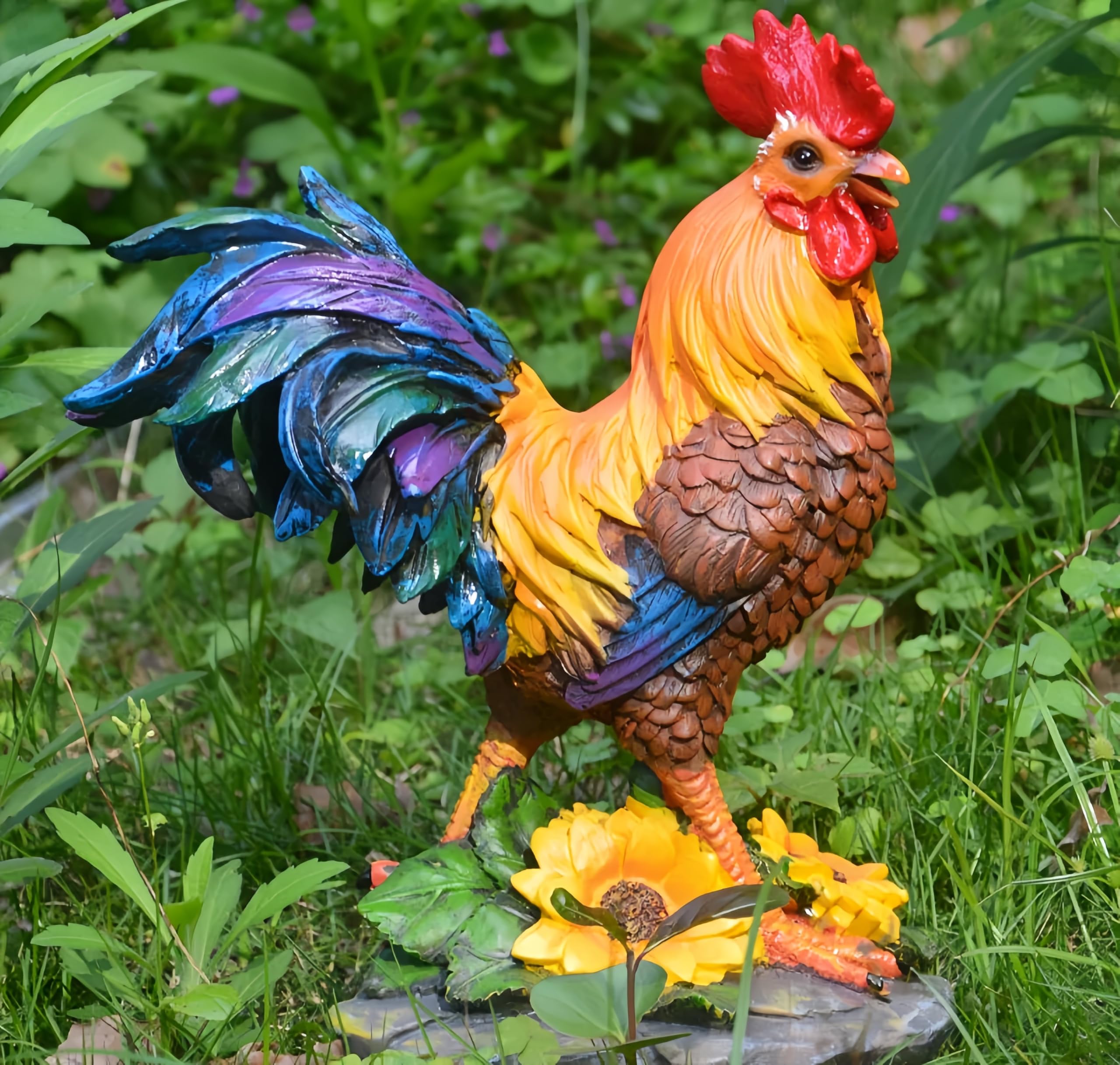 Kuuleyn Statue e Sculture di Gallo, Statua Decorativa per Esterni di Gallo in Piedi, Scultura Arte Artigianato Ornamento, Decorazione del Giardino del Cortile di casa