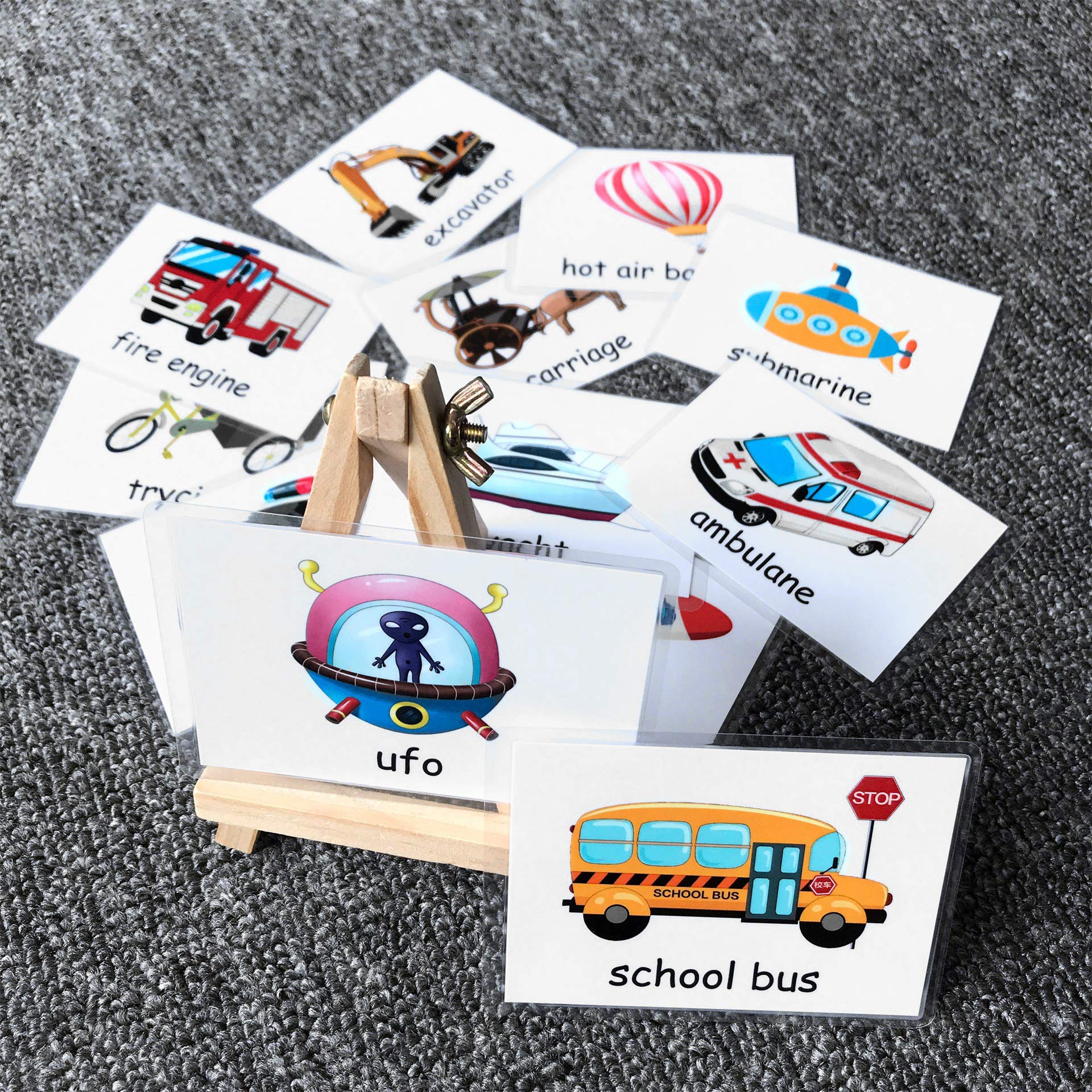 Preschool Flash Cards Set 24pcs/32pcs Toddlers Animals & Transportation & National Flags Waterproof Learning Cognitive Toys Early Educational Learning Cards Toy for Baby Infants Newborns Kids Children - Image 3