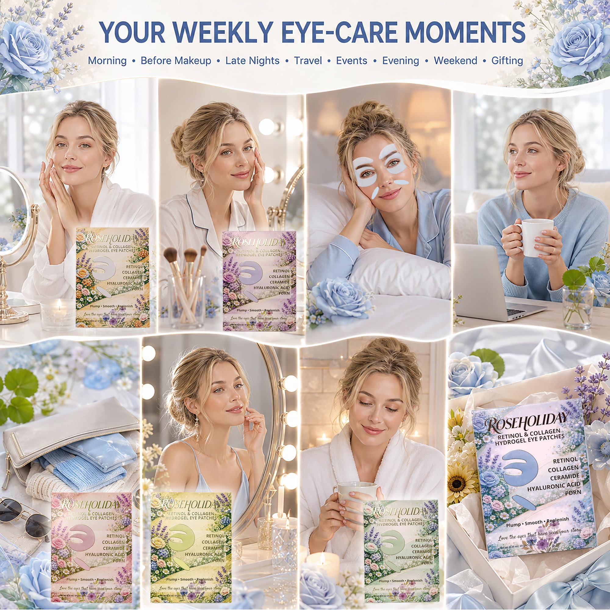 Retinol Collagen PDRN Hydrogel Under Eye Patches with Smile Line Patches