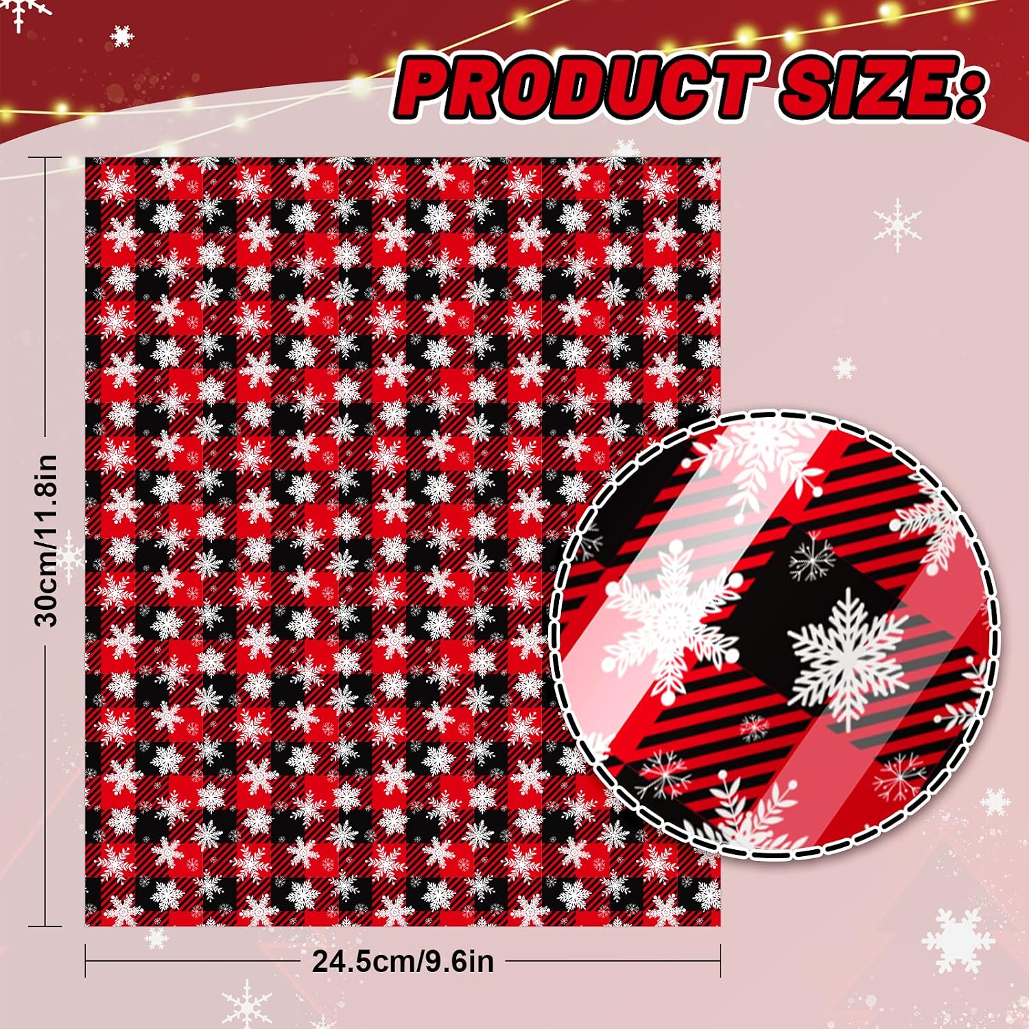 AnyDesign 11 Sheet Christmas Heat Transfer Vinyl Glitter HTV Iron on Vinyl Snowflake Plaid Pattern Adhesive Craft Vinyl for Christmas Holiday DIY Fabric Silhouette Hat Bag Craft Supplies, 9.6 x 11.8