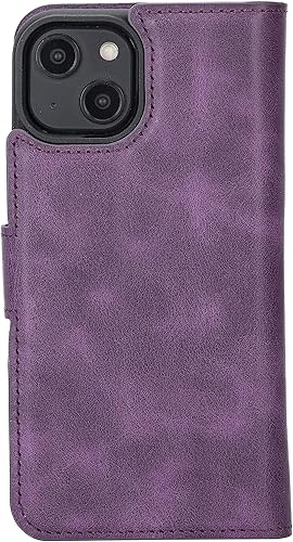 Miniatura 4 de Funda de piel auténtica de primera calidad hecha a mano para la serie de iPhone, tarjetero doble, funda magnética desmontable, soporte horizontal,