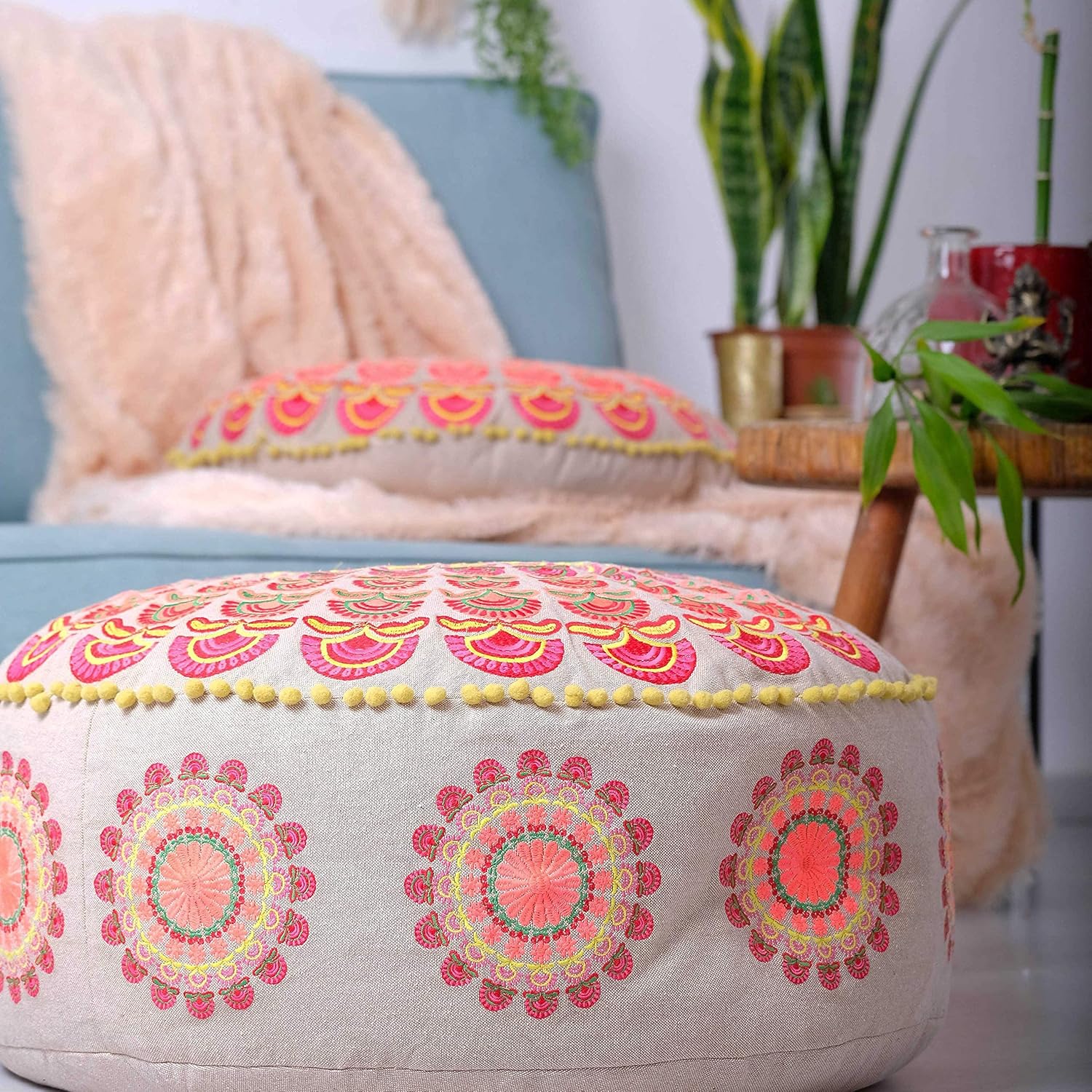 Best Deal Product Mandala Life ART Bohemian Pouf Ottoman Cover - Luxury, Artisan Room Décor Pouffe for Meditation, Yoga, and Boho Chic Seating Area Stool Floor Pillow Case – Accent Your Living Room, Bedroom