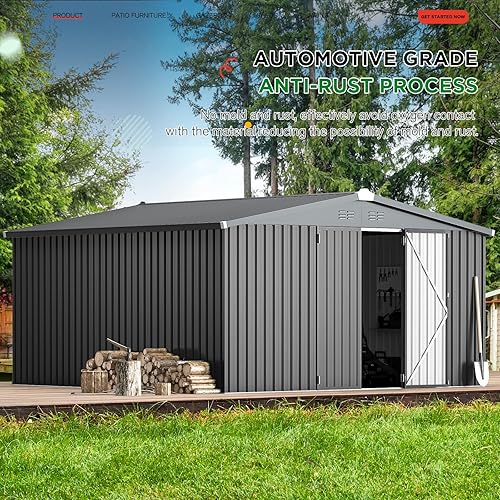 Vista 29 de AECOJOY Cobertizo de almacenamiento de metal de 8 x 6 pies para exteriores, cobertizos de acero de 6 x 8 pulgadas y almacenamiento al aire libre