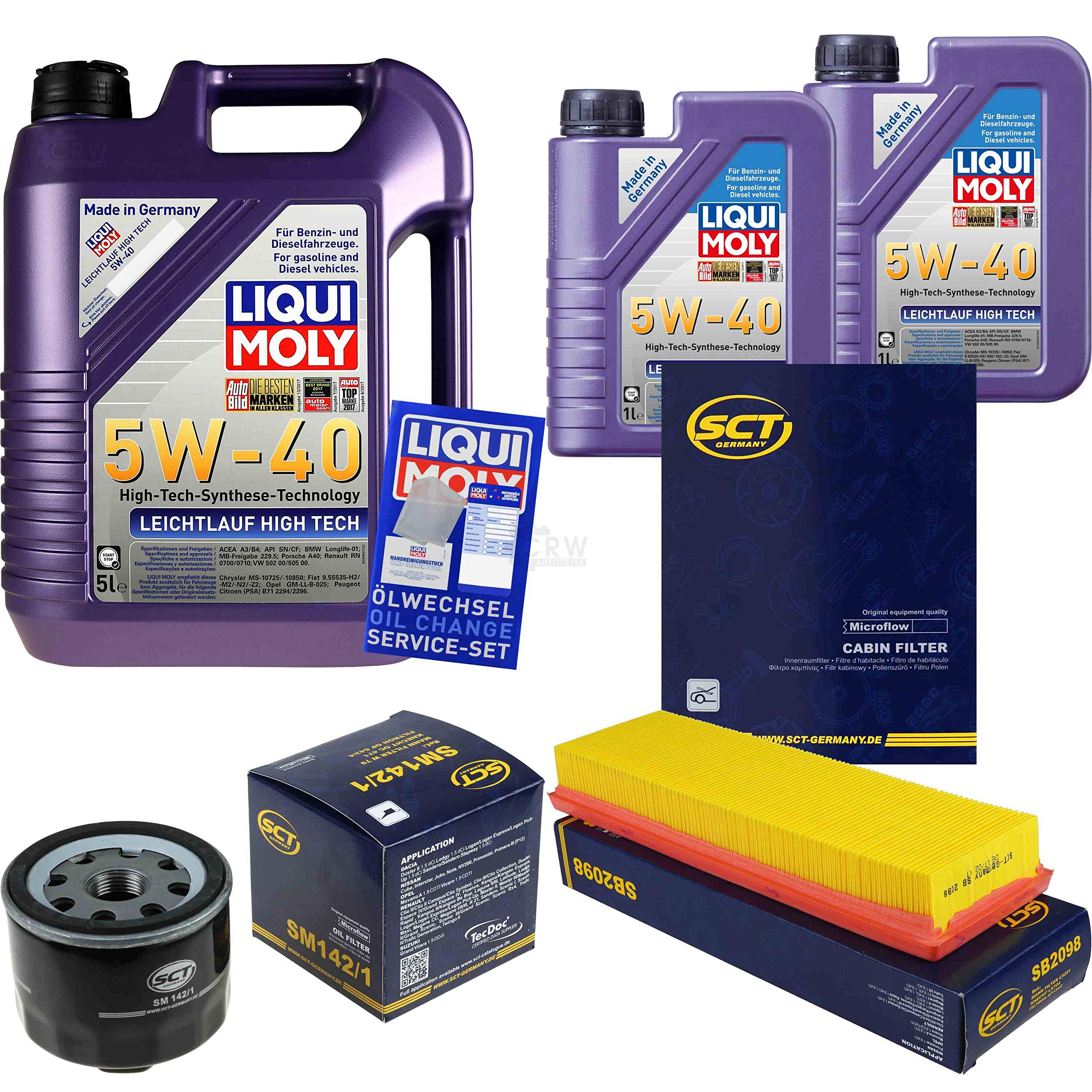 Set di filtri da 7 litri di olio motore High Tech 5W-40 SCT Germany filtro abitacolo filtro dell'olio