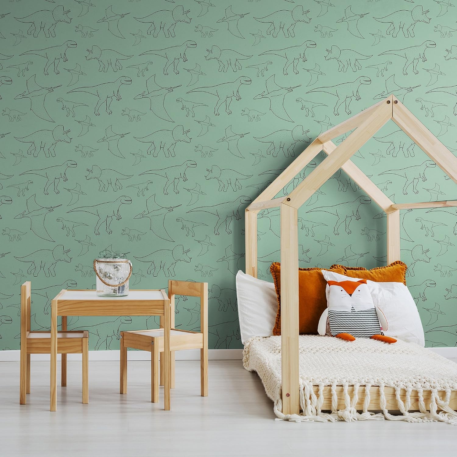 Walls By Me Peel and Stick Green Animals Children Removable Wallpaper 9336-2ft x 4ft (61x122cm)