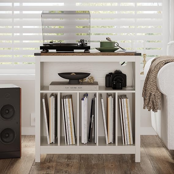 ChooChoo Large Record Player Stand with Charging Station & LED Light