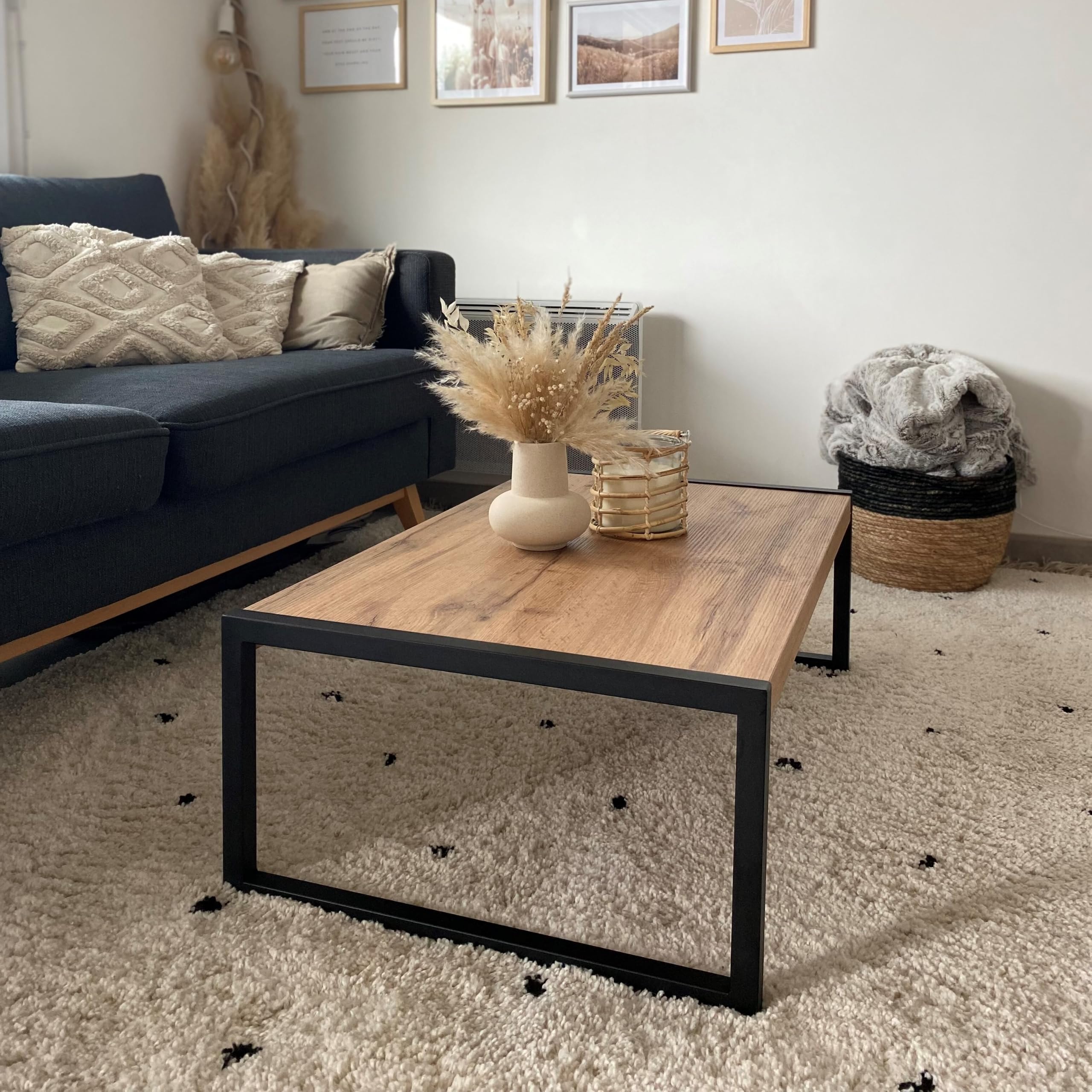 MOBILI FIVER, Mesa de Centro Luxury, Color Madera rústica, mesita salón, mesita Auxiliar Baja, Made In Italy