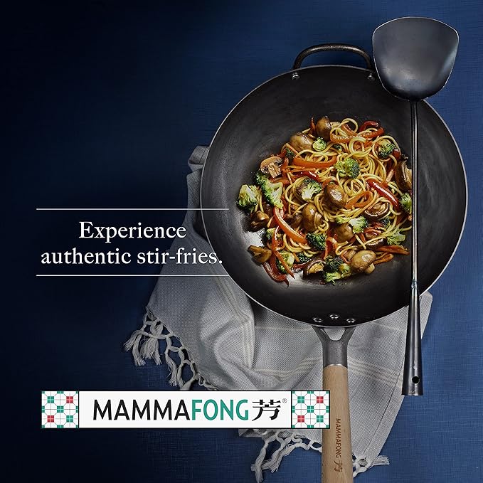 Wok de Acero al Carbono Martillado a Mano y Pre-sazonado de 14 pulgadas miniatura 7