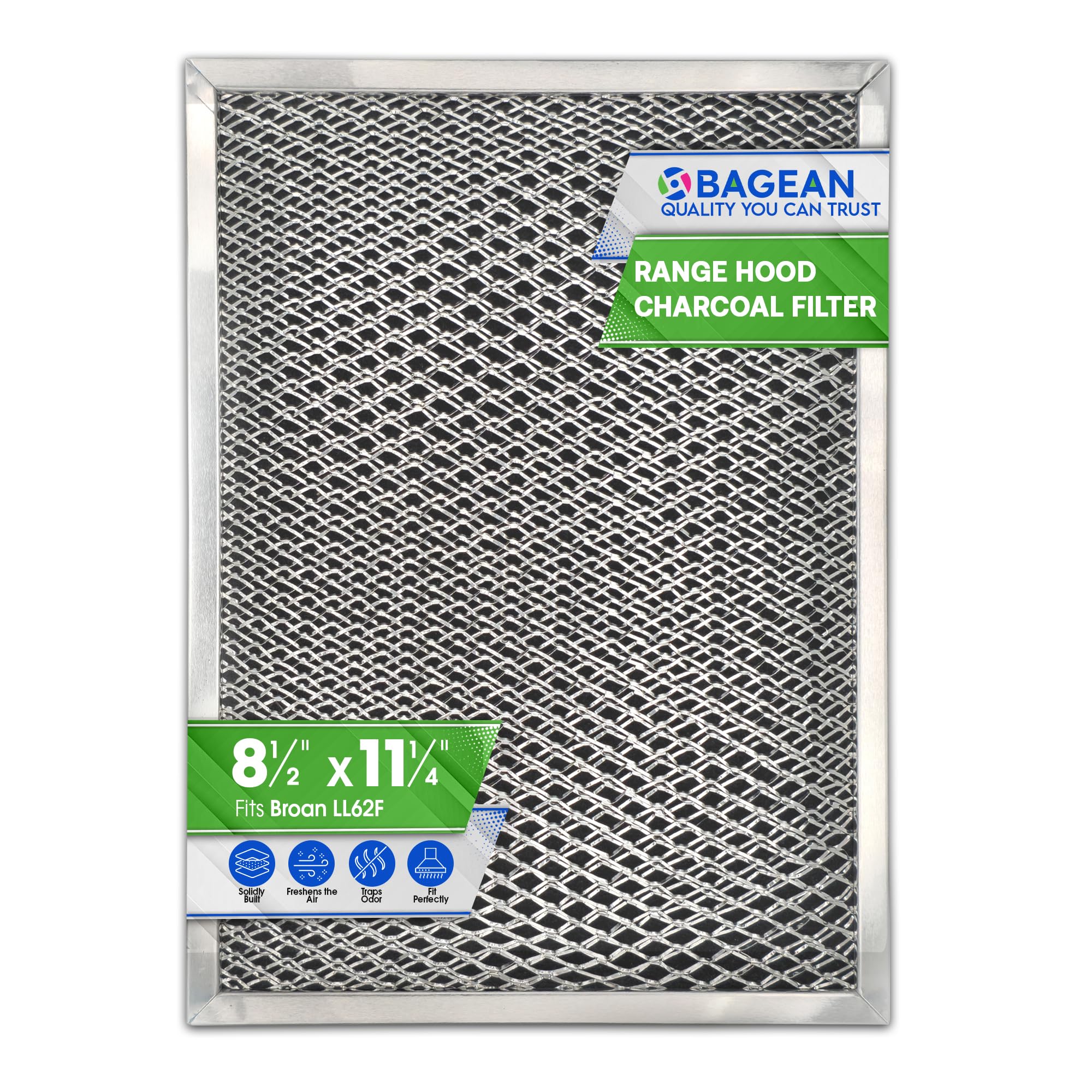 Filtro de campana extractora de 8.5 x 11.25 pulgadas para filtro de grasa de carbón combinado LL62F – Repuesto de filtro de campana extractora Broan sin conductos – Filtros de pantalla de malla