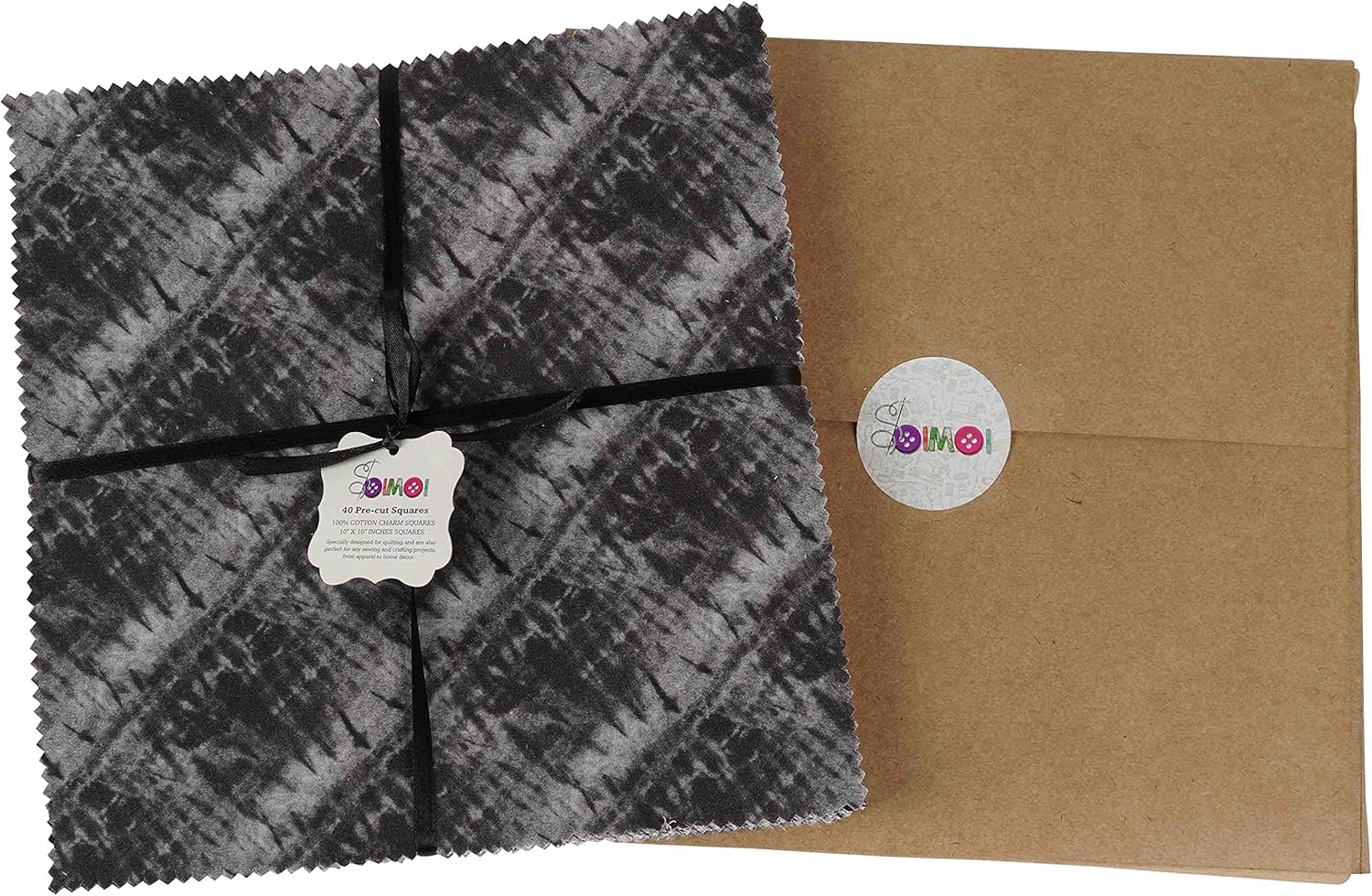 Soimoi Precut 10-inch Chihuahua & Dot Prints Cotton Fabric Bundle Quilting Squares Charm Pack DIY Patchwork Sewing Craft- Black