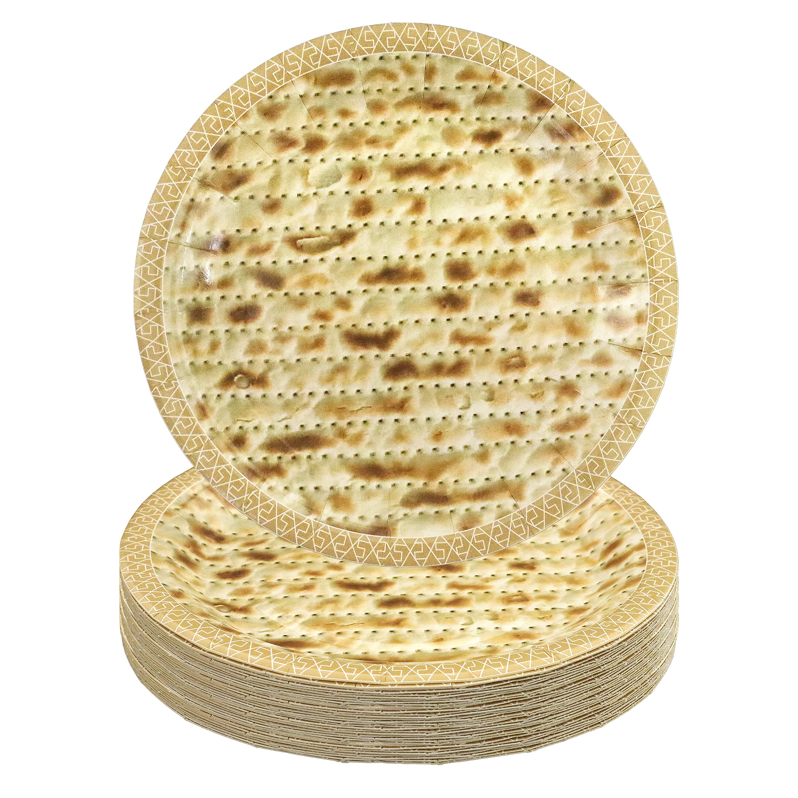Pandecor 50 Pieces Passover Seder Disposable Matzah Design Paper Plates,7 inches Cake Dessert Plates for Passover