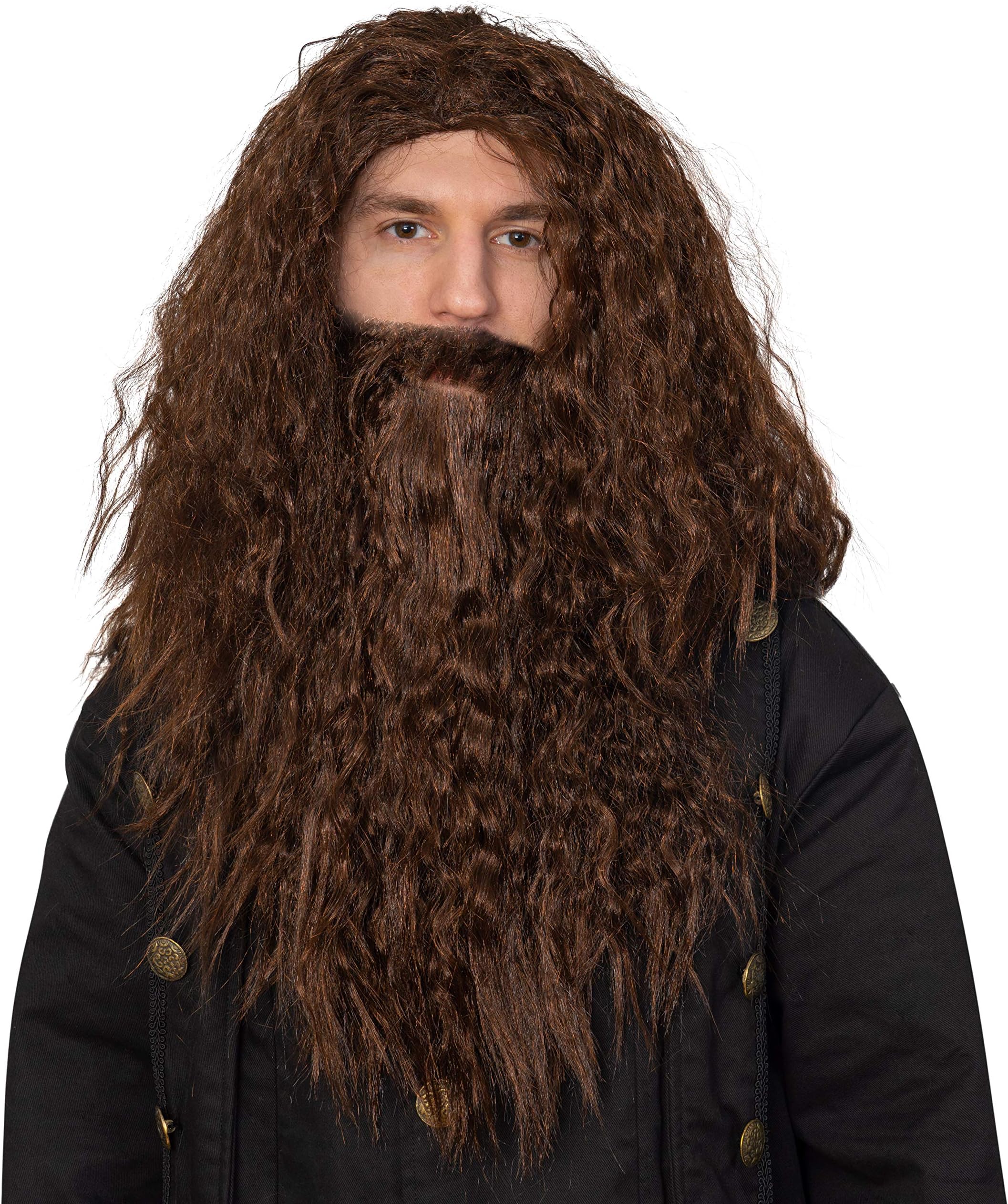 Kangaroo Jesus Beard and Wig Men for Jesus Costume Synthetic Brown Long Beard Wig