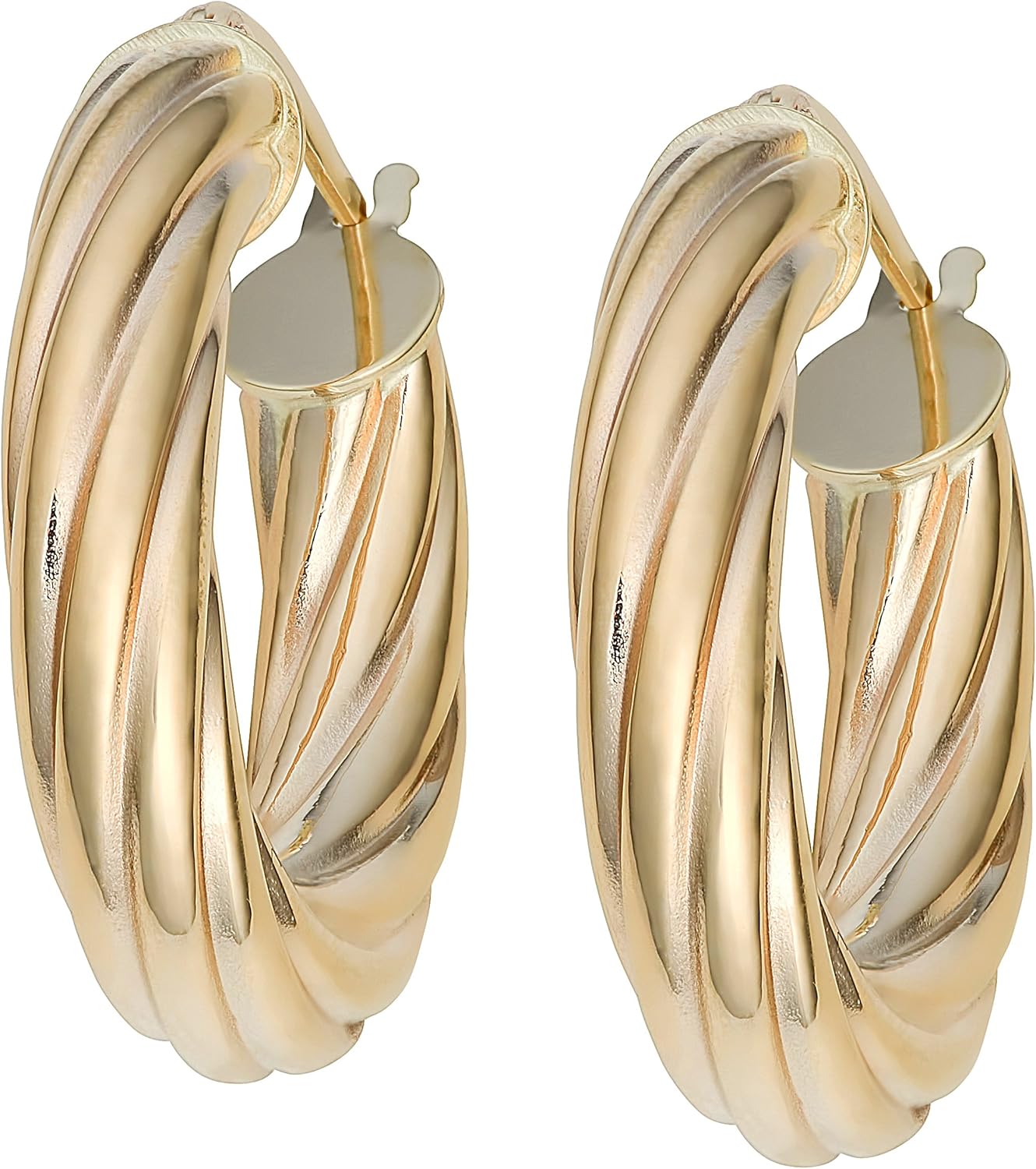 Kooljewelry 14k Yellow Gold 4.7 mm High Polish Twist Design Oval Hoop Earrings - Image 2