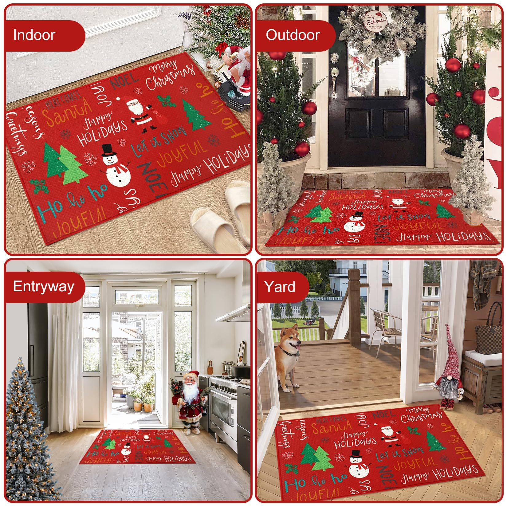 Zstar Felpudo Navideño Decorativo Antideslizante – 40x80cm – Rojo